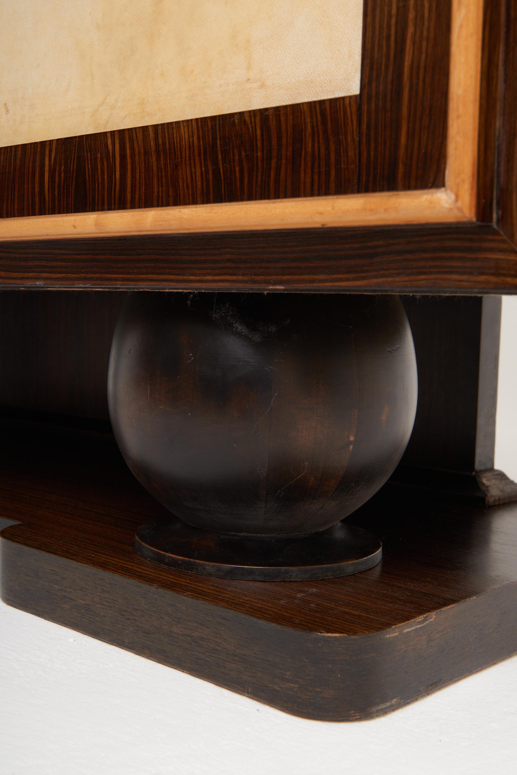 Art Deco Macassar Ebony and Velum Cabinet For Sale 9