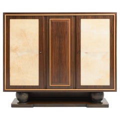 Art Deco Macassar Ebony and Velum Cabinet