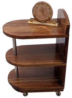 Carrello da bar modernista Art Deco in ebano Macassar e cromo, 1930 ca.