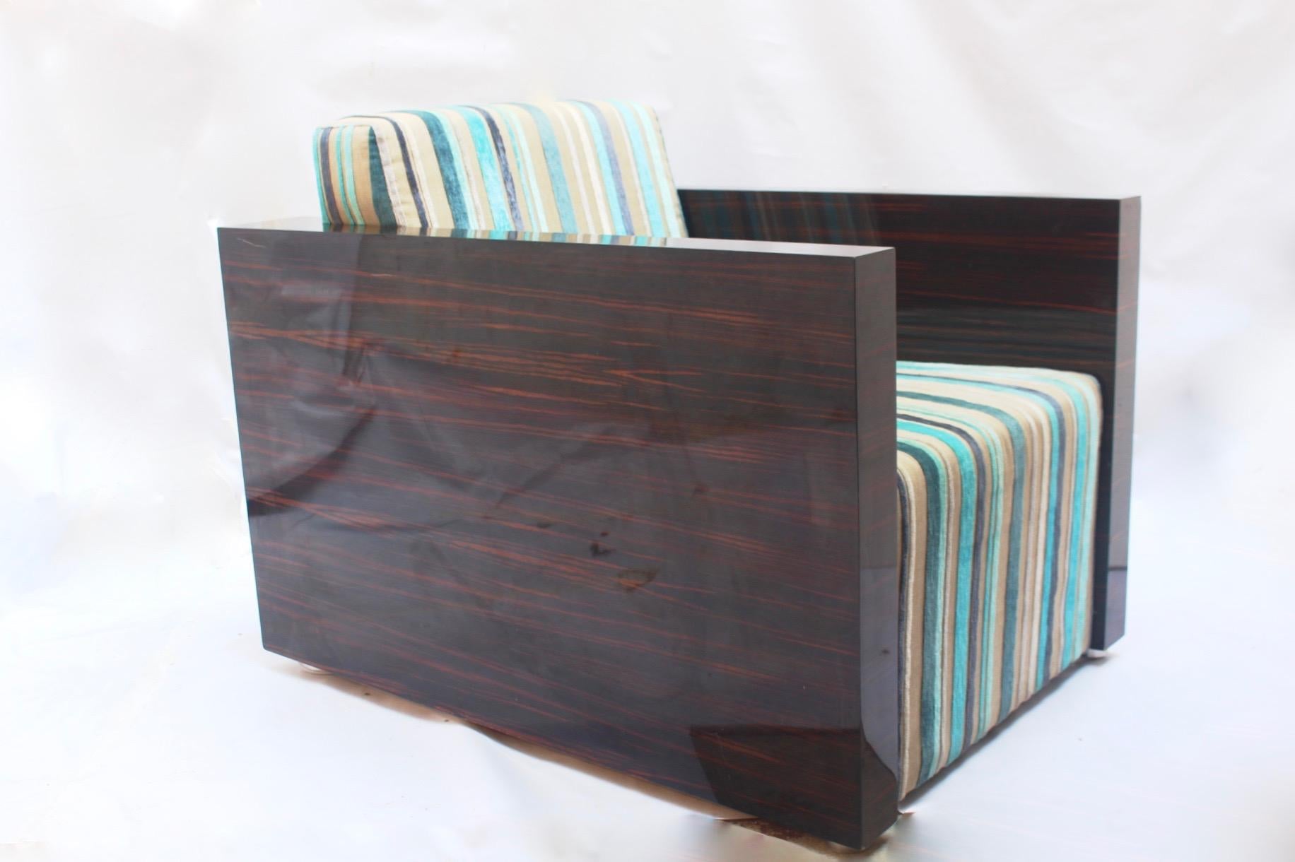 Contemporary Art Deco Macassar Ebony  Lounge Chairs “Gael” by Fermín Verdeguer for Darc, 2002 For Sale