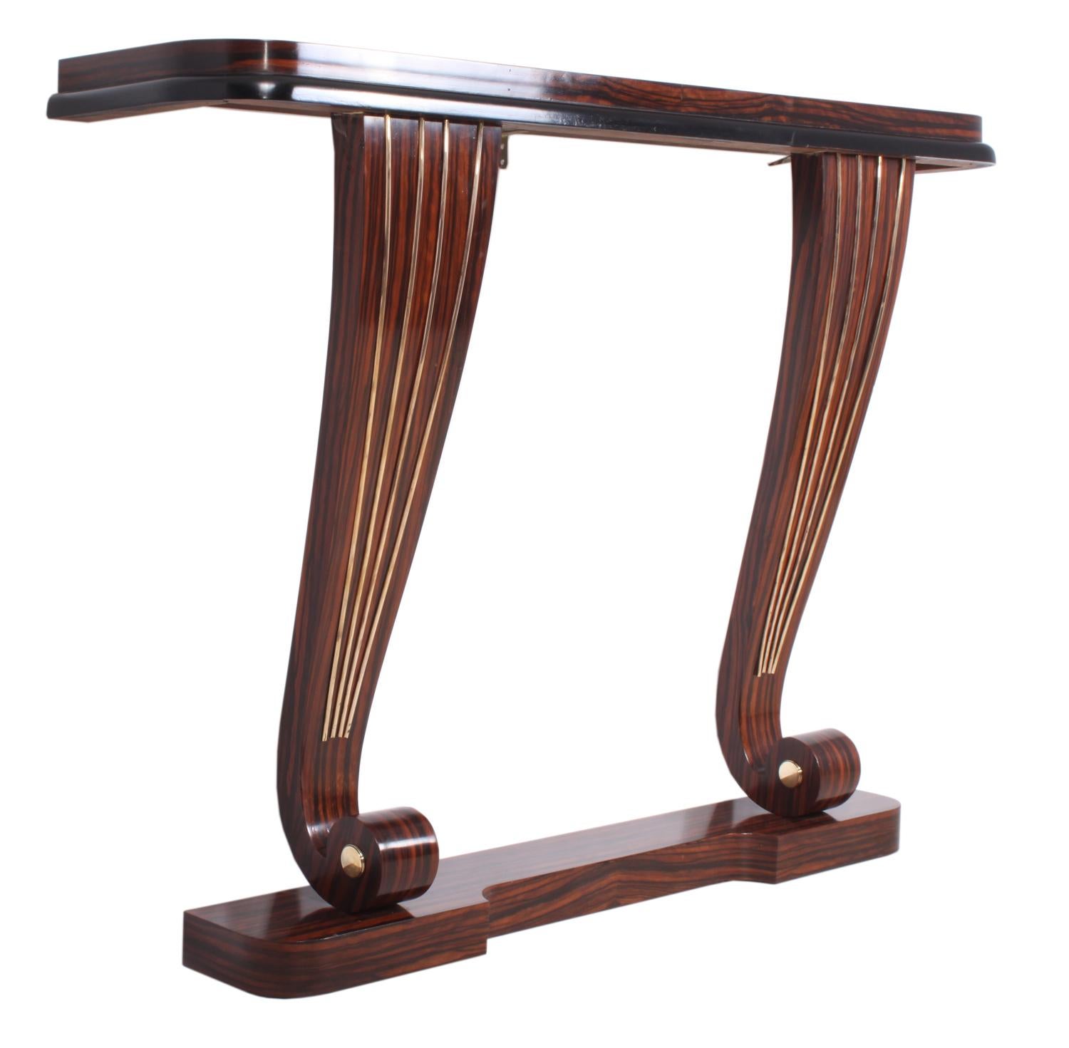 Mid-20th Century Art Deco Macassar Ebony Console Table