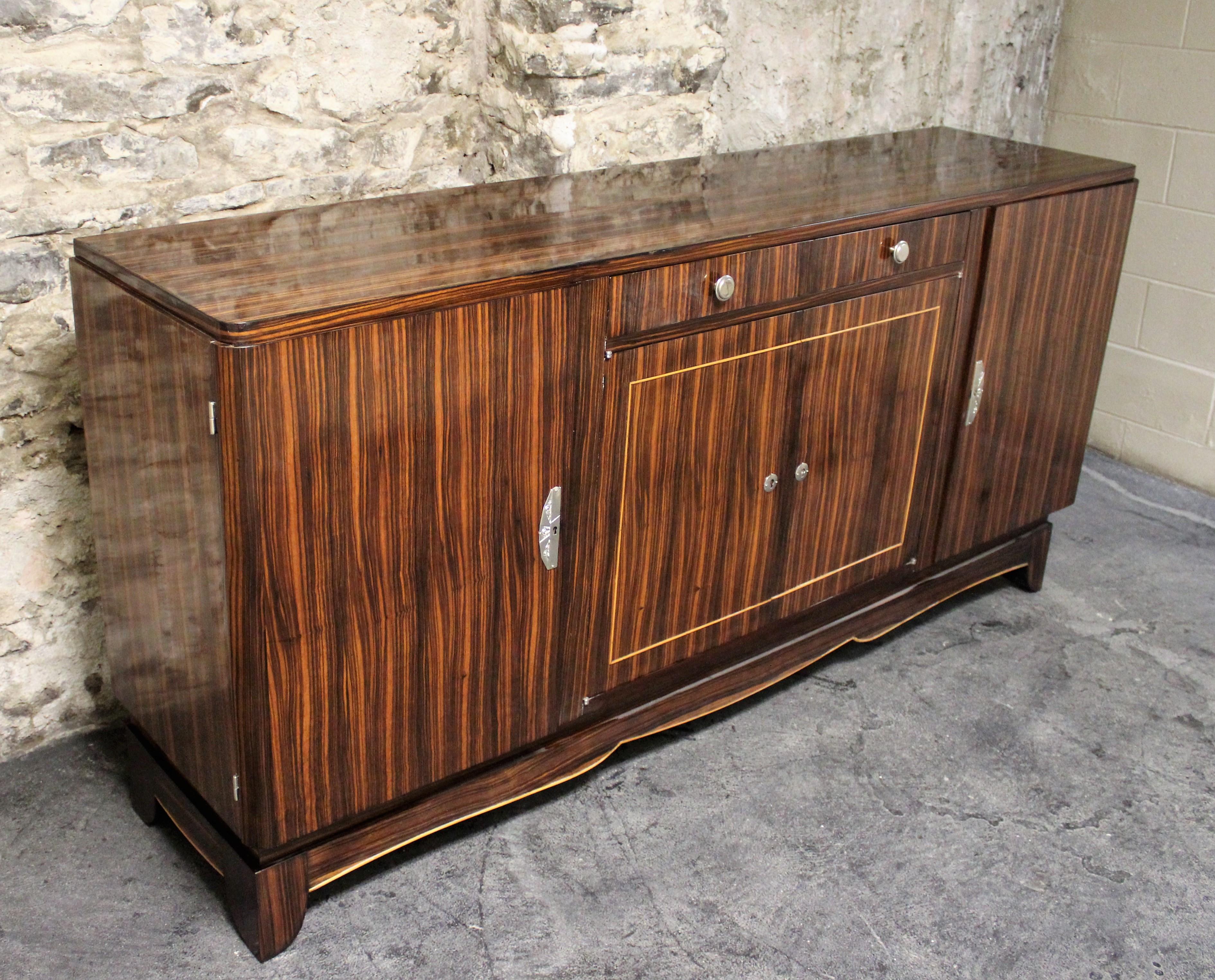 French Art Deco Macassar Ebony Credenza in the Manner of Émile-Jacques Ruhlmann