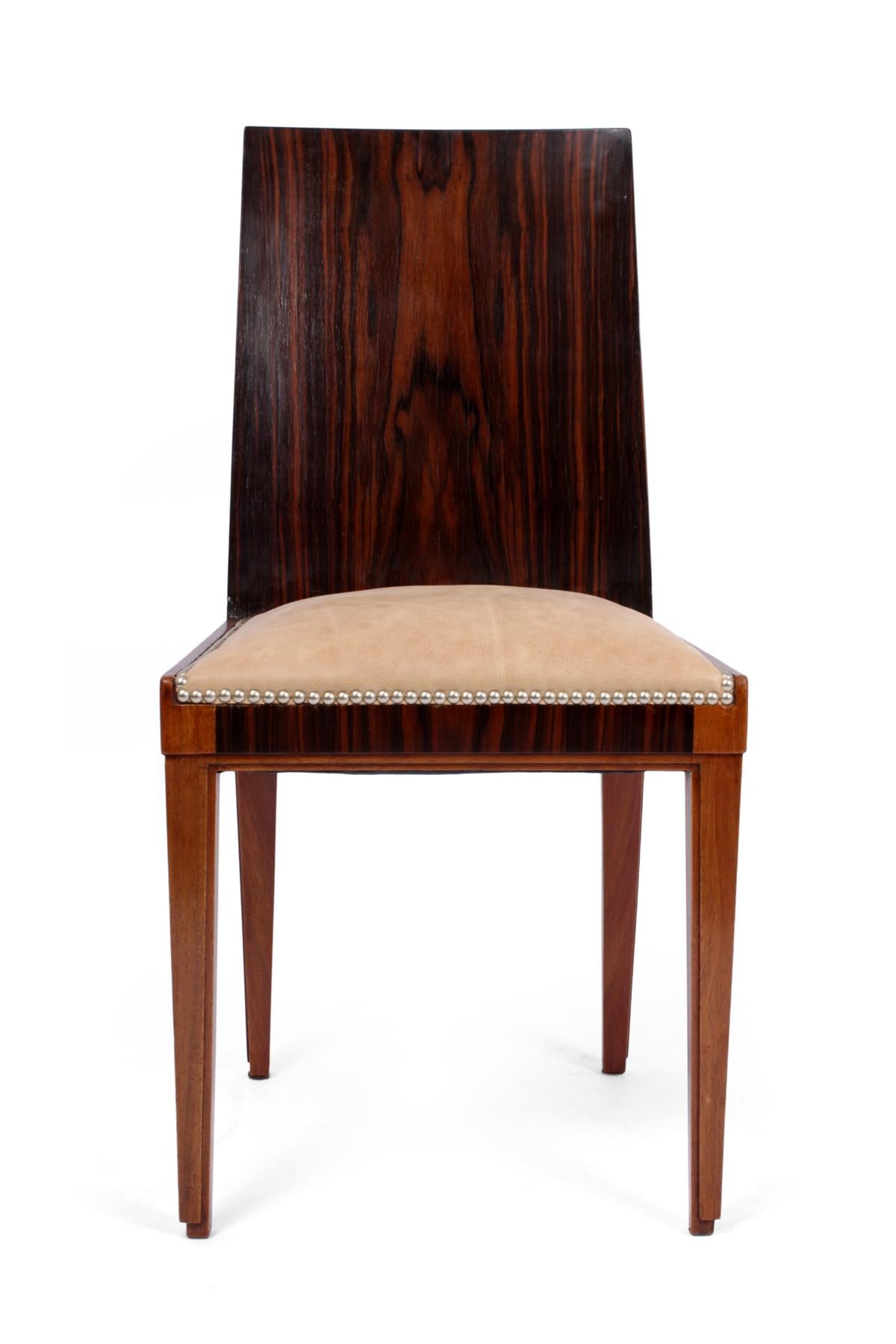 French Art Deco Macassar Ebony Dining Chairs For Sale