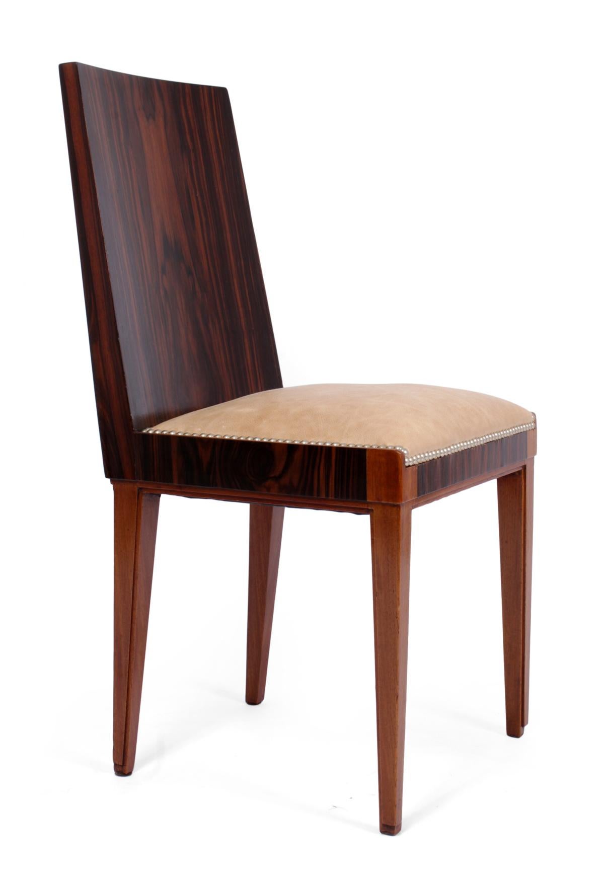Art Deco Macassar Ebony Dining Chairs In Excellent Condition For Sale In Paddock Wood, Kent