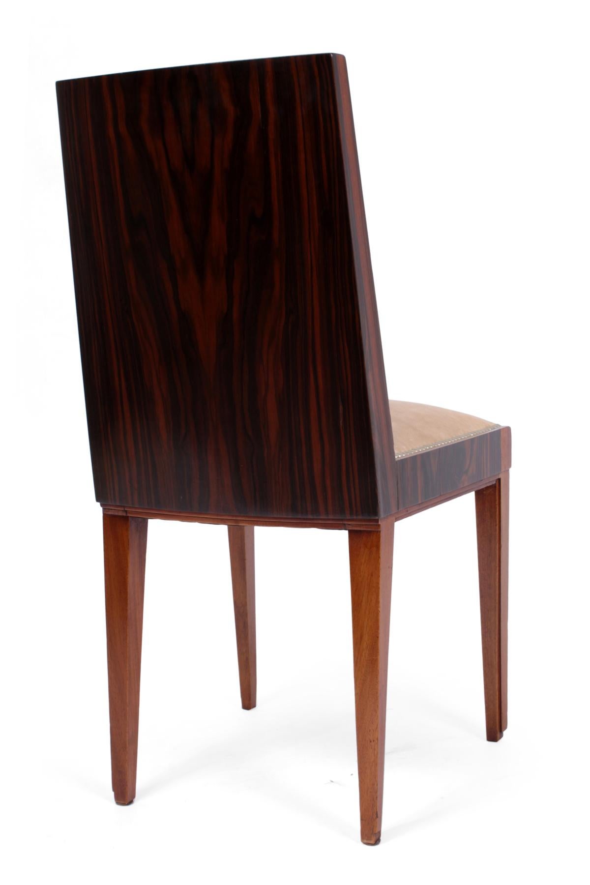 Mid-20th Century Art Deco Macassar Ebony Dining Chairs For Sale