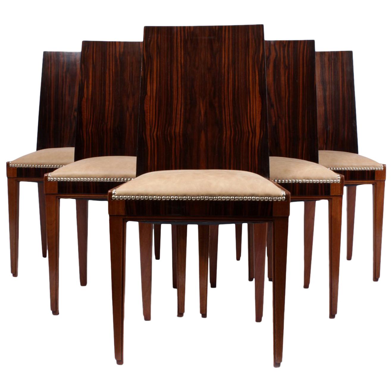 Art Deco Macassar Ebony Dining Chairs For Sale