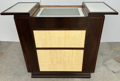 Art Deco Macassar Ebony, Parchment & Mirror Dry Bar Attributed to Andre Arbus