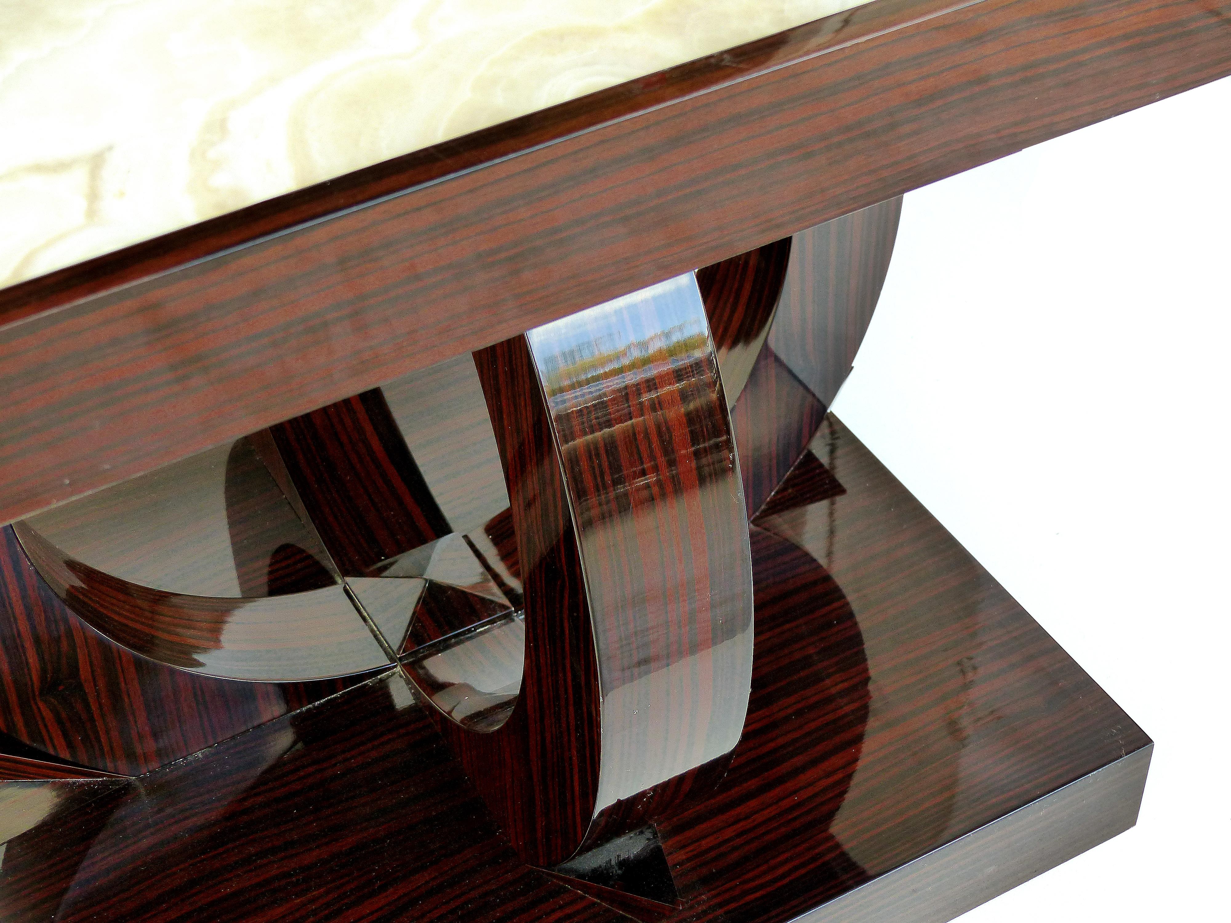 Art Deco Style Macassar Ebony Side Table with Onyx Top 2