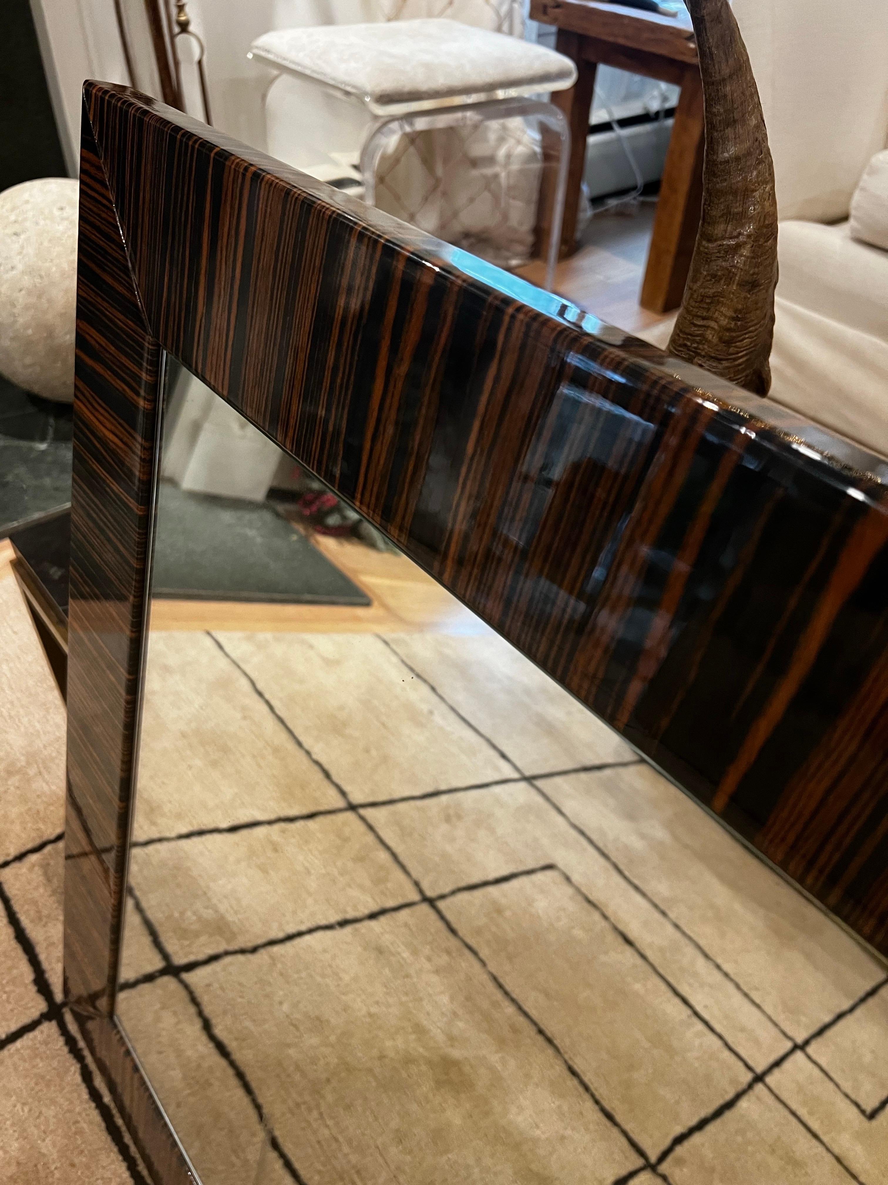 Specchio italiano impiallacciato in ebano Macassar Art Deco Mirror in vendita 3