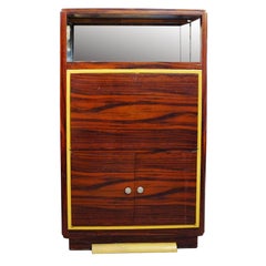 Art Deco Macassar Ebony Vitrine Cabinet with Bar and Secretary Desk