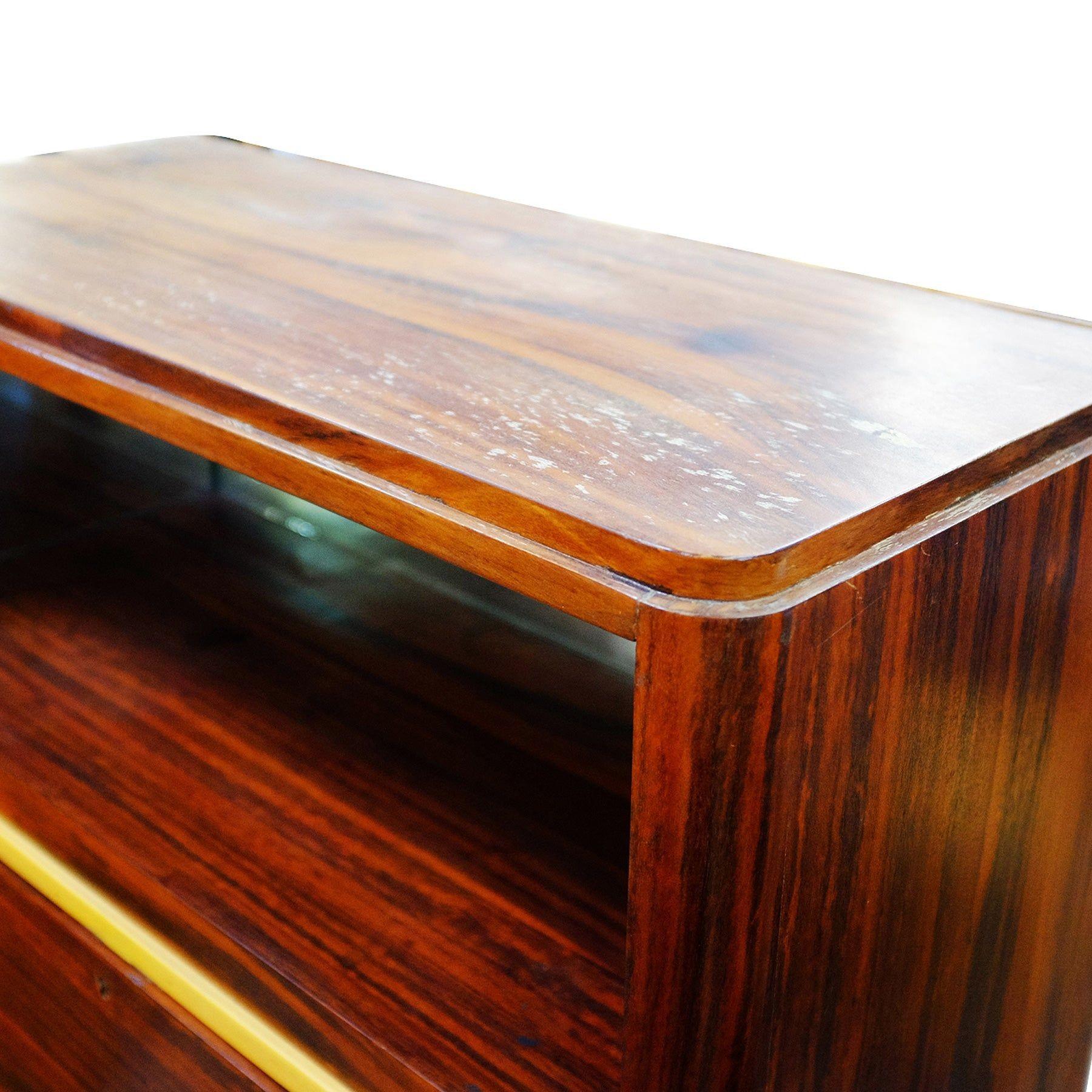 Steel Art Deco Macassar Ebony Vitrine Cabinet with Bar and Secretary Desk For Sale
