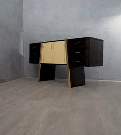 Art Deco Macassar Goatskin and Brass Italian Sideboards, 1930