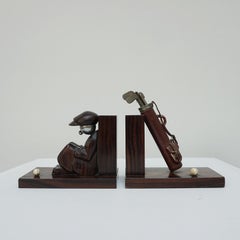 Art Deco Macassar Golf Caddie Book Ends