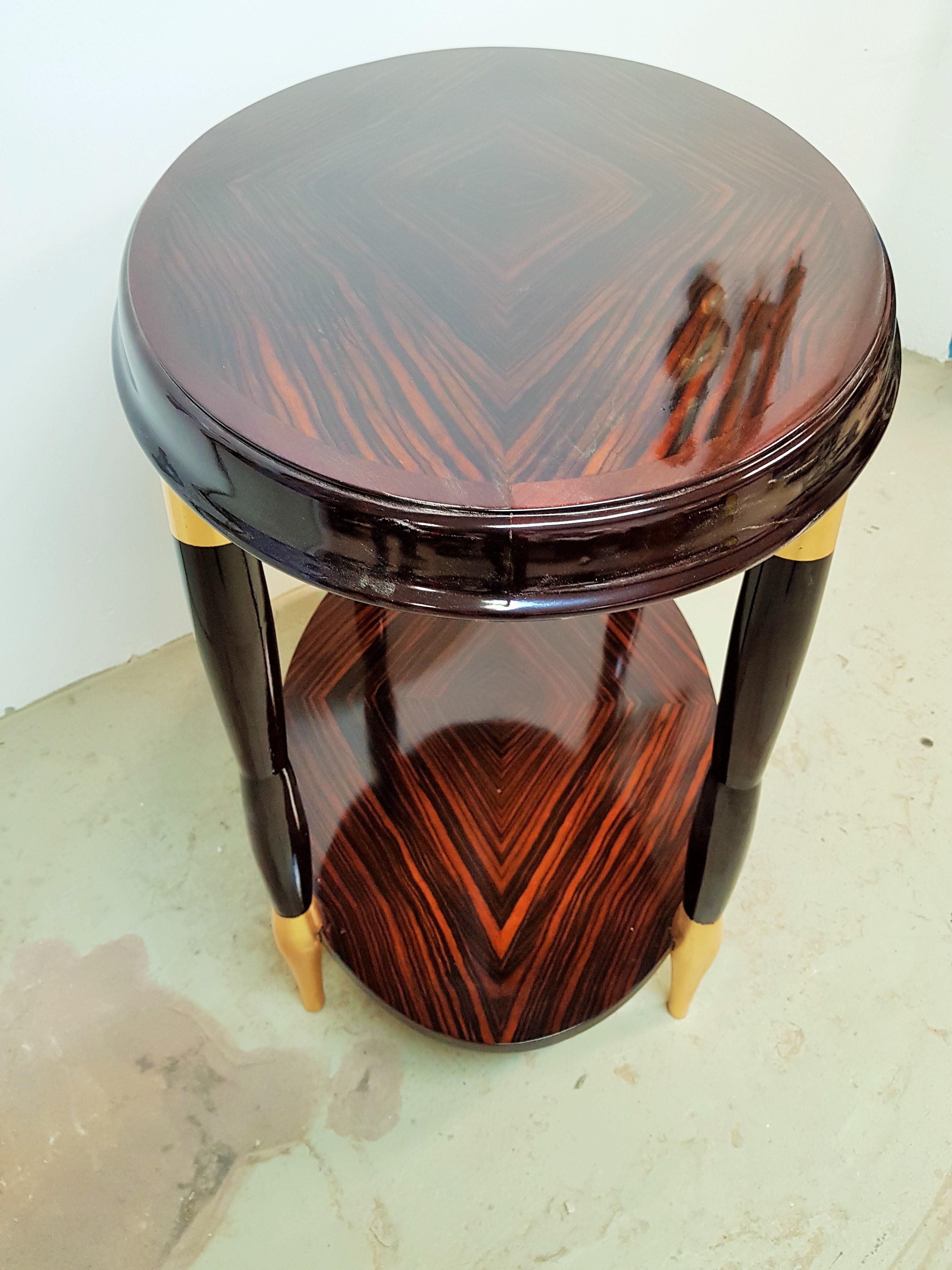 Art Deco Macassar Side Table Console, France, 1925 For Sale 9