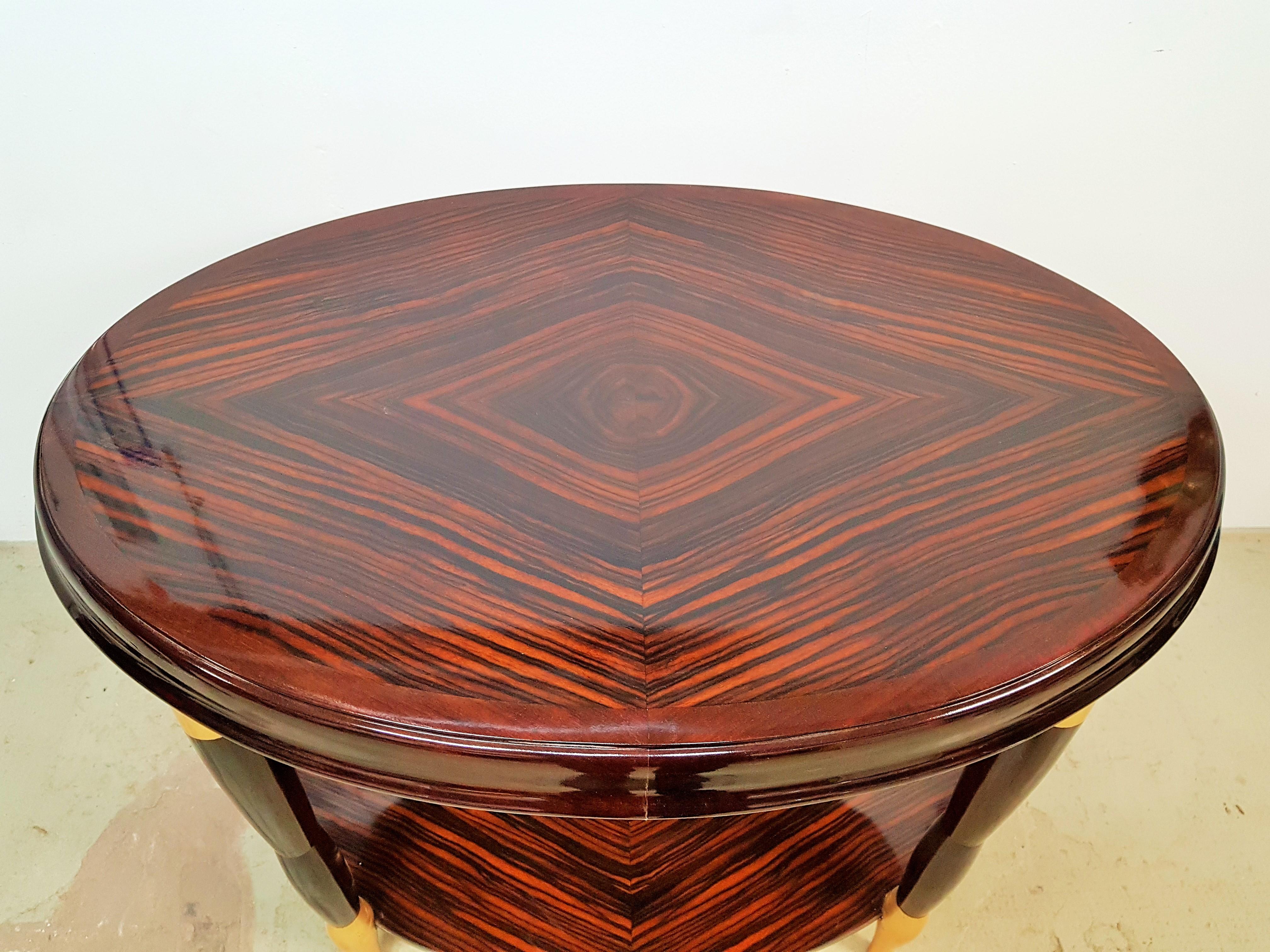 Art Deco Macassar Side Table Console, France, 1925 For Sale 1