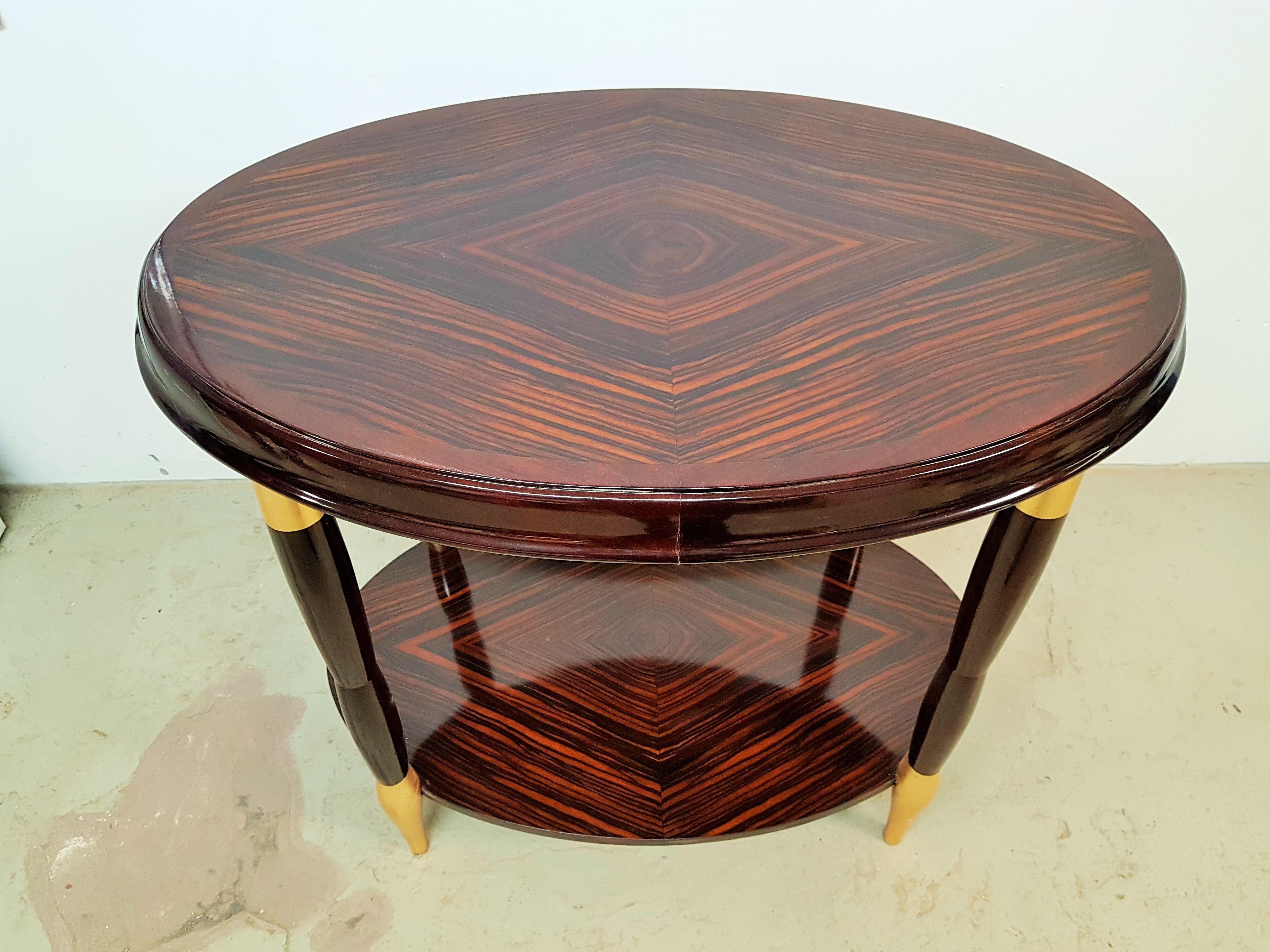 Art Deco Macassar Side Table Console, France, 1925 For Sale 2