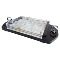 Art Deco Macassar Tray by Louis Prodhon Crystal Serving Bowls 1930