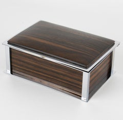Art Deco Macassar Wood and Chrome Box, France circa 1930