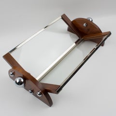 Art Deco Macassar Wood and Chrome Centerpiece Bowl Basket, circa 1930