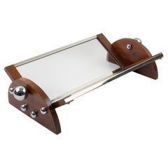 Art Deco Macassar Wood and Chrome Centerpiece Bowl Basket, circa 1930