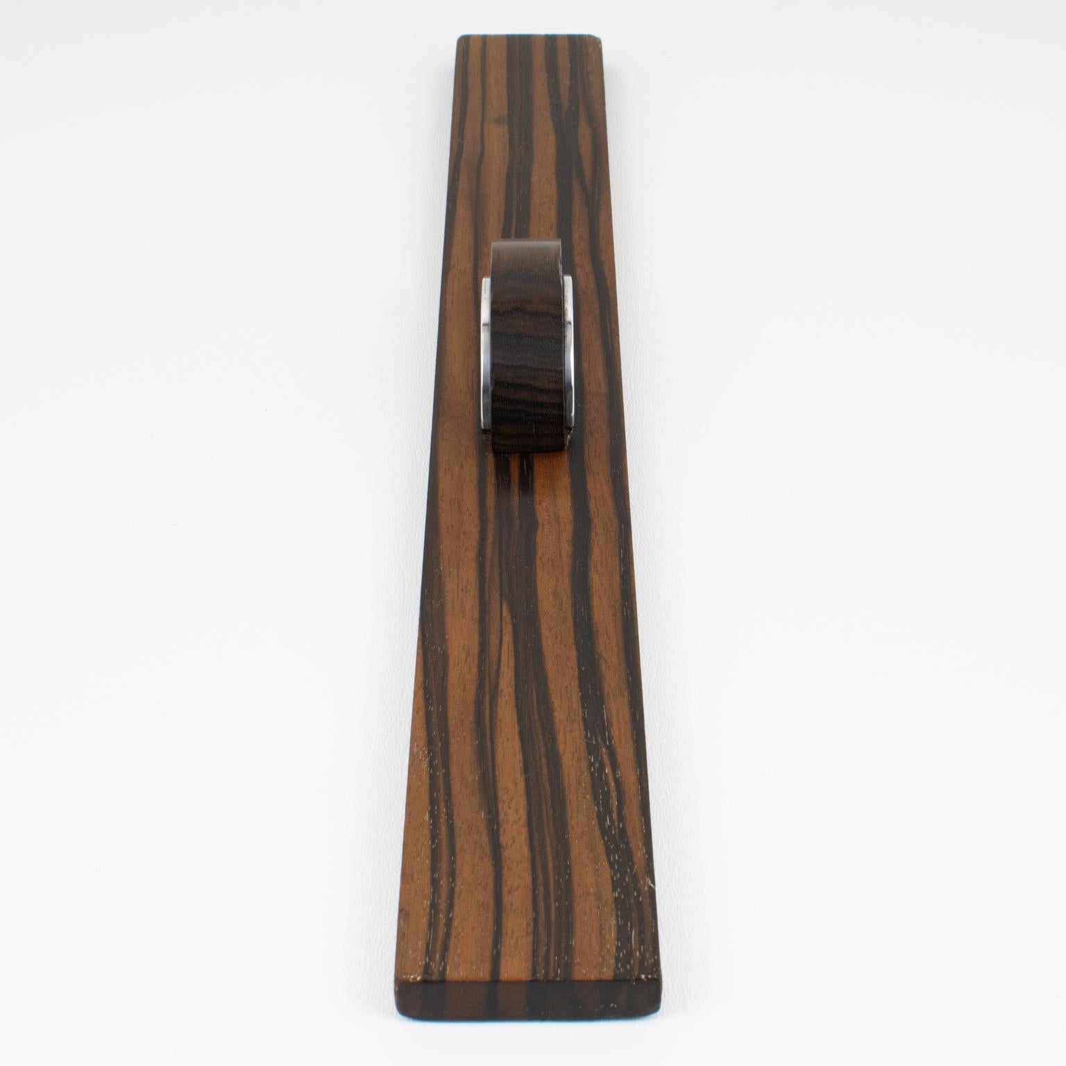Art Deco Makassar Holz und Chrom Schreibtisch Set Lineal, Frankreich 1930er Jahre (Französisch) im Angebot