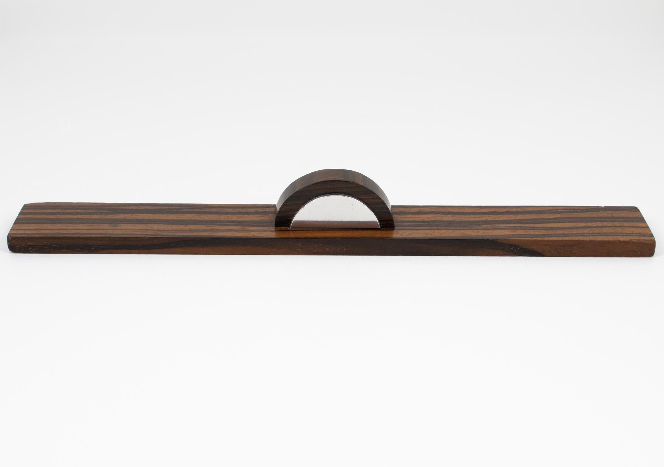 Art Deco Makassar Holz und Chrom Schreibtisch Set Lineal, Frankreich 1930er Jahre im Zustand „Gut“ im Angebot in Atlanta, GA