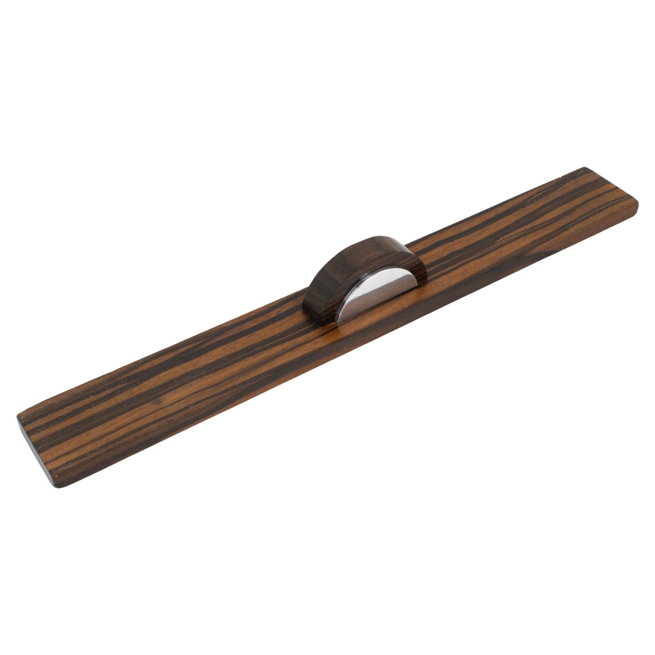 Art Deco Macassar Wood and Chrome Desk Set Ruler, France 1930s