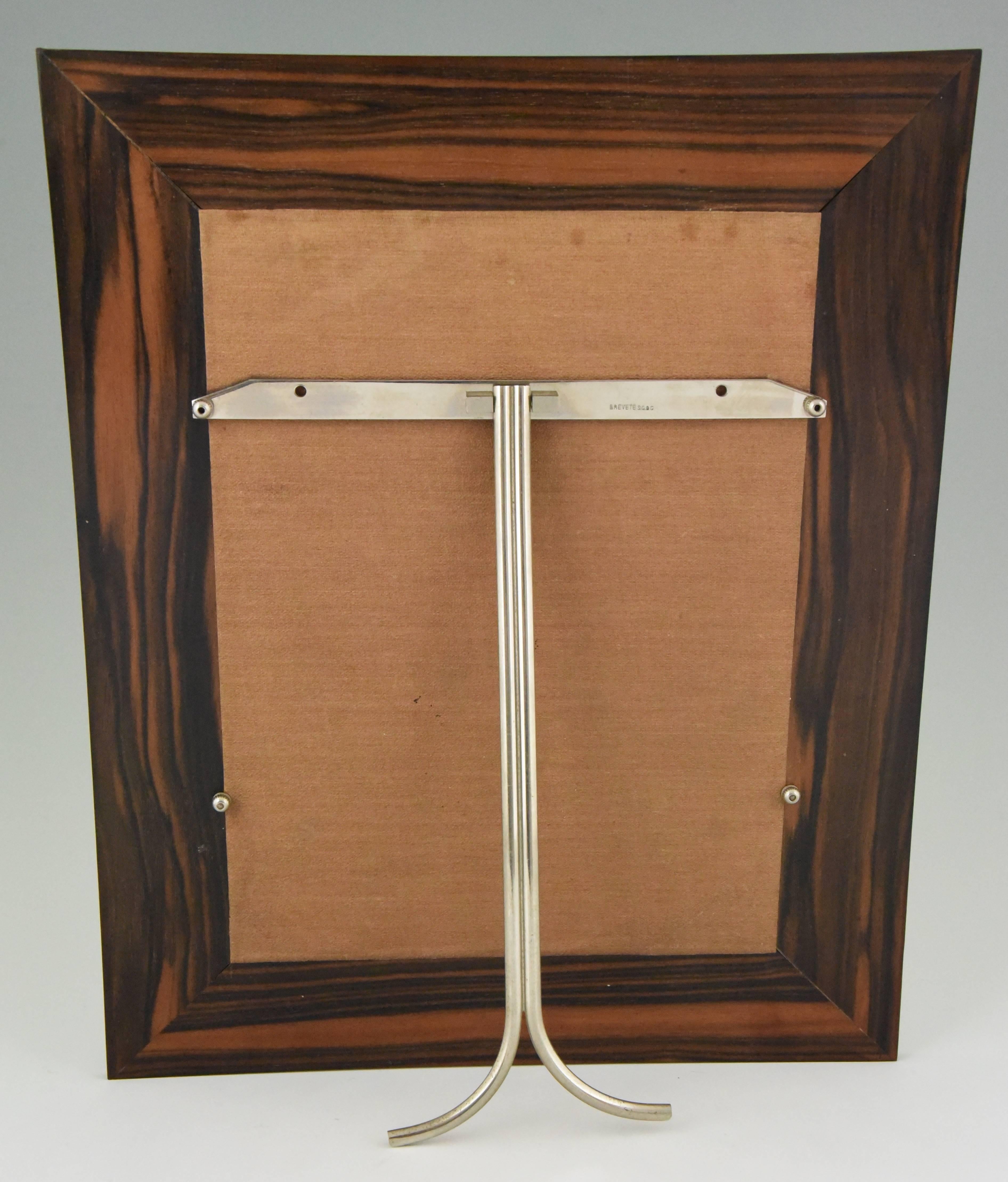 Art Deco Macassar Wood and Chrome Picture Photo Frame, France, 1920 In Good Condition In Antwerp, BE