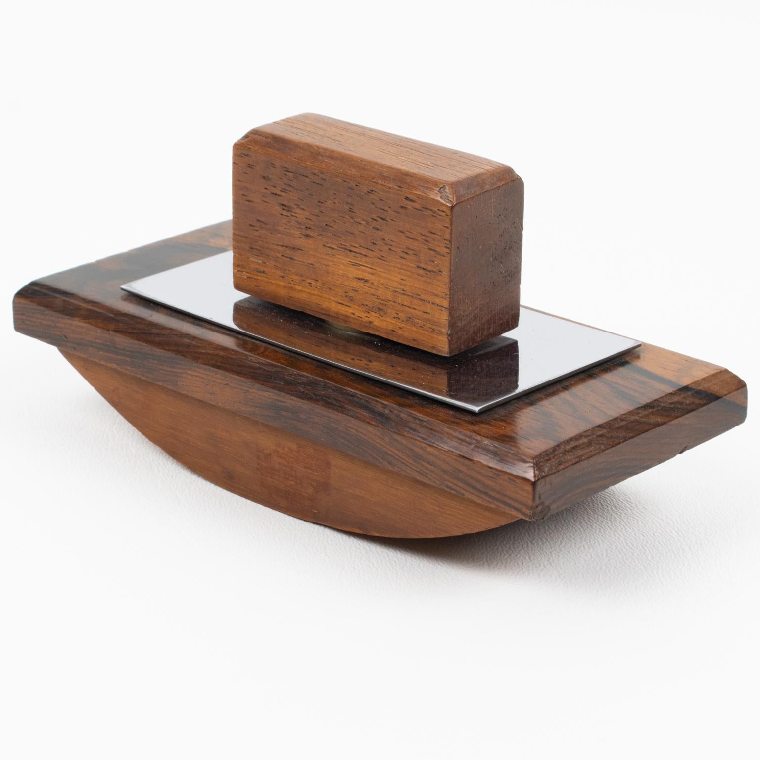 Accessorio da scrivania Art Deco, calamaio e blotter in legno di Macassar e metallo, circa 1930 in vendita 3
