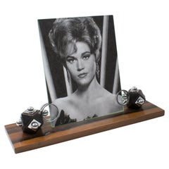 Art Deco Macassar Wood and Metal Picture Frame