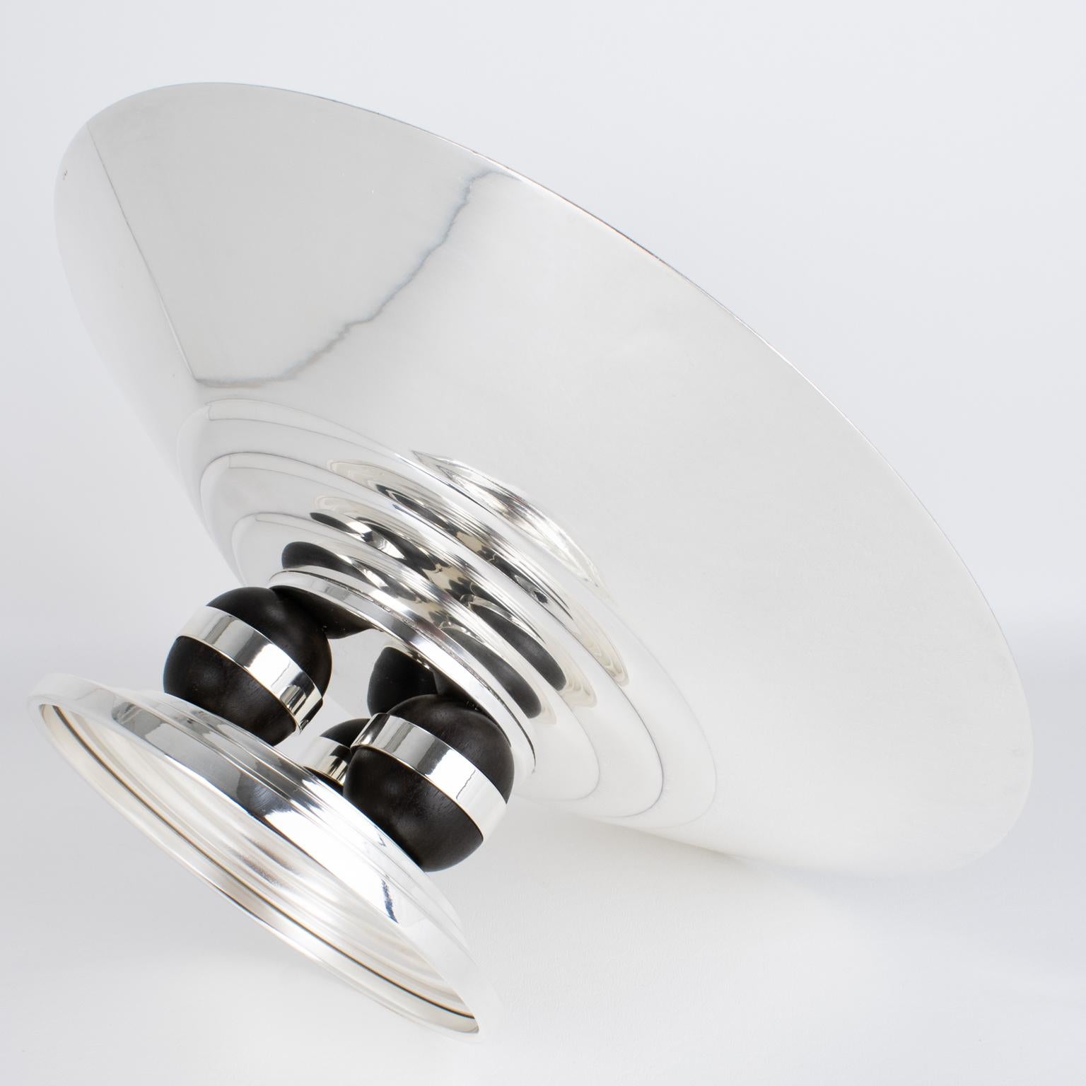 Ciotola centrotavola Art Deco in legno di Macassar e placca d'argento di Orbrille, circa 1930 in vendita 3