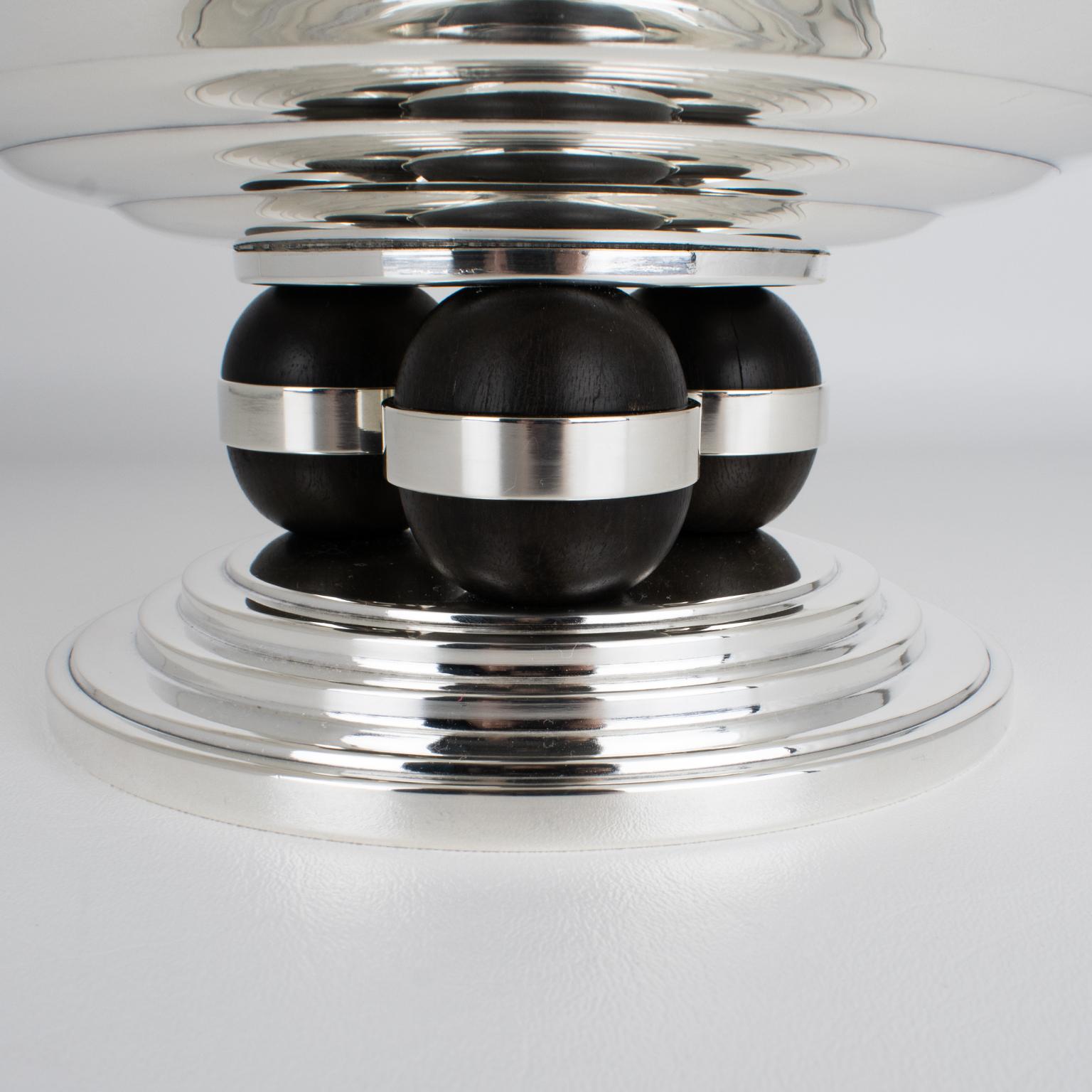 Ciotola centrotavola Art Deco in legno di Macassar e placca d'argento di Orbrille, circa 1930 in vendita 4