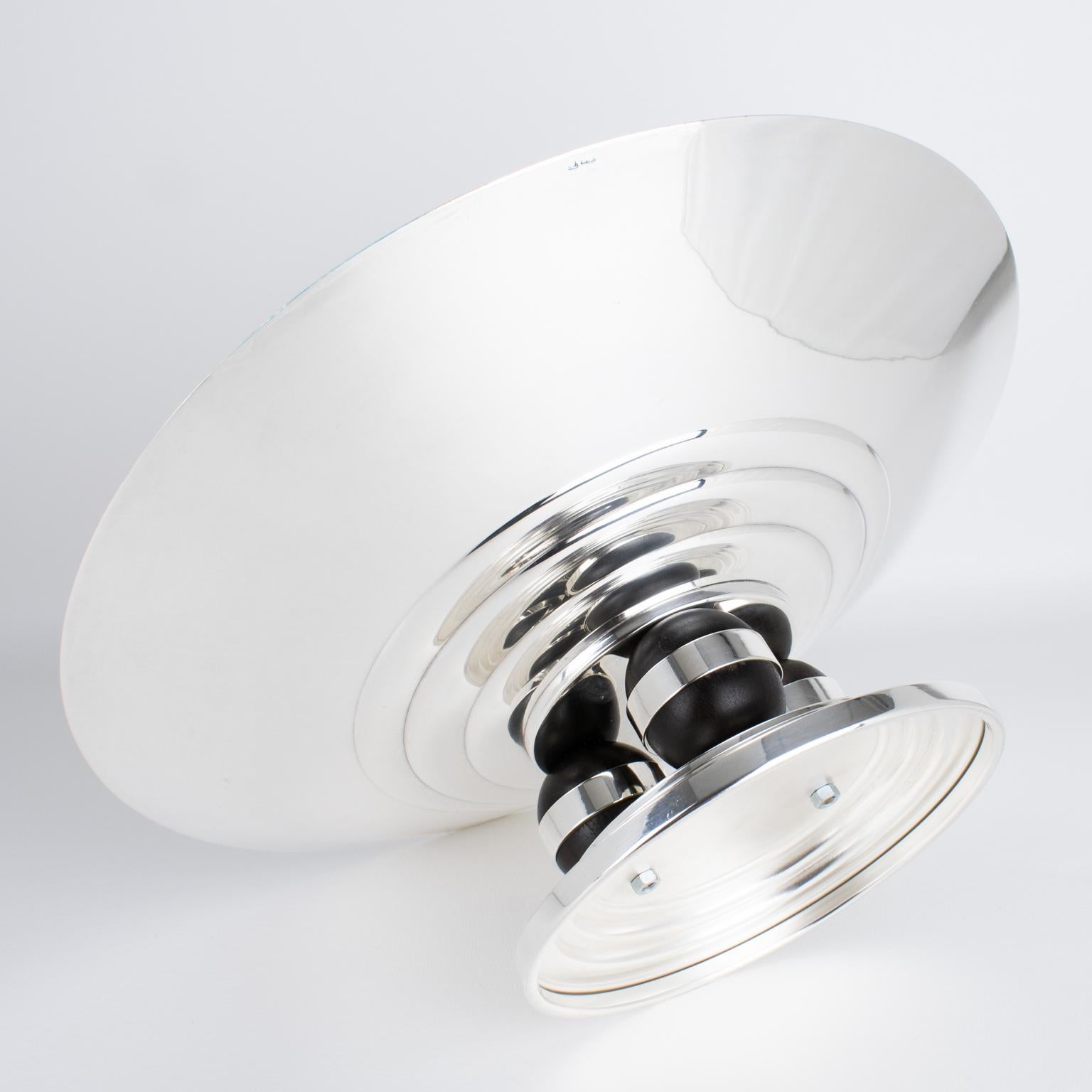 Ciotola centrotavola Art Deco in legno di Macassar e placca d'argento di Orbrille, circa 1930 in vendita 2