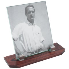 Art Deco Macassar Wood Chrome Picture Frame