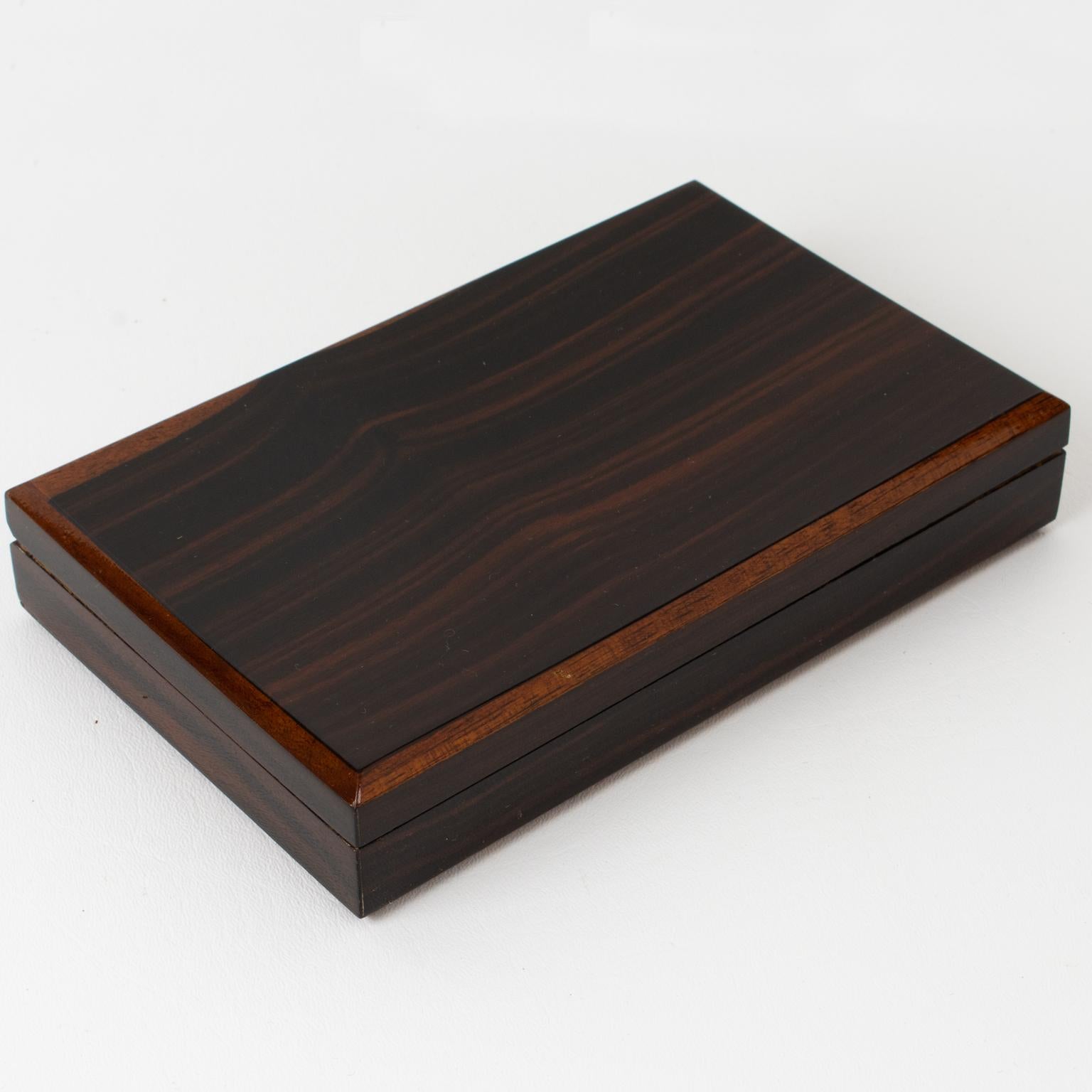 Caja decorativa Art Decó con tapa de madera de macasar, años 30 en venta 4