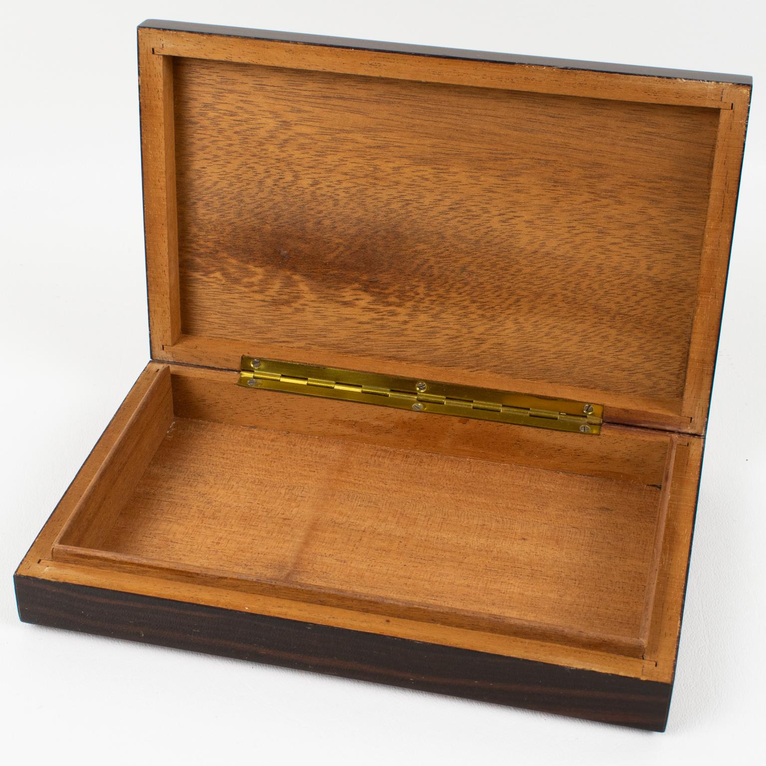 Mid-20th Century Art Deco Macassar Wood Decorative Lidded Box, 1930s For Sale