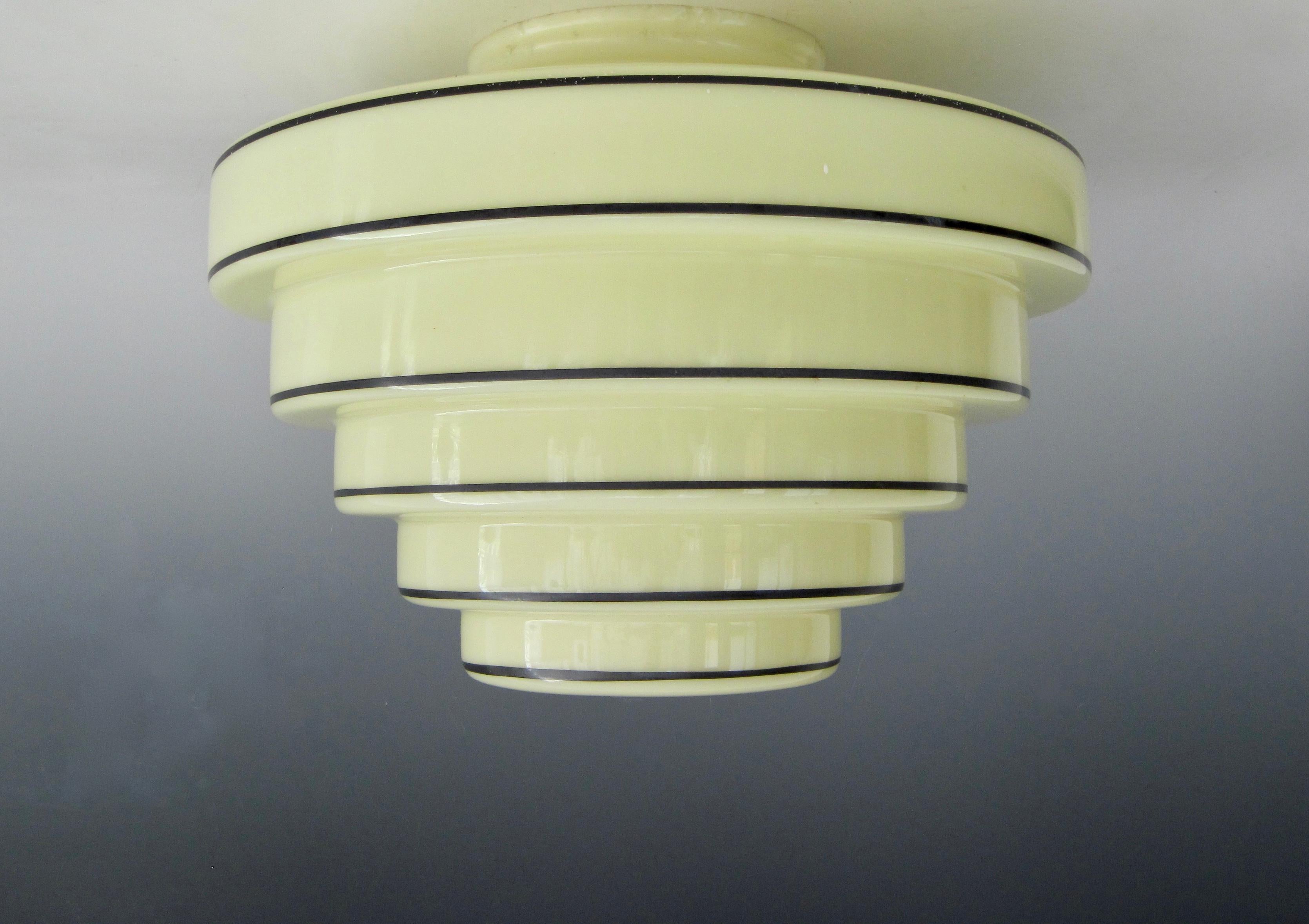 Art Deco MacBeth-Evans Stepped Custard Glass Globe 1