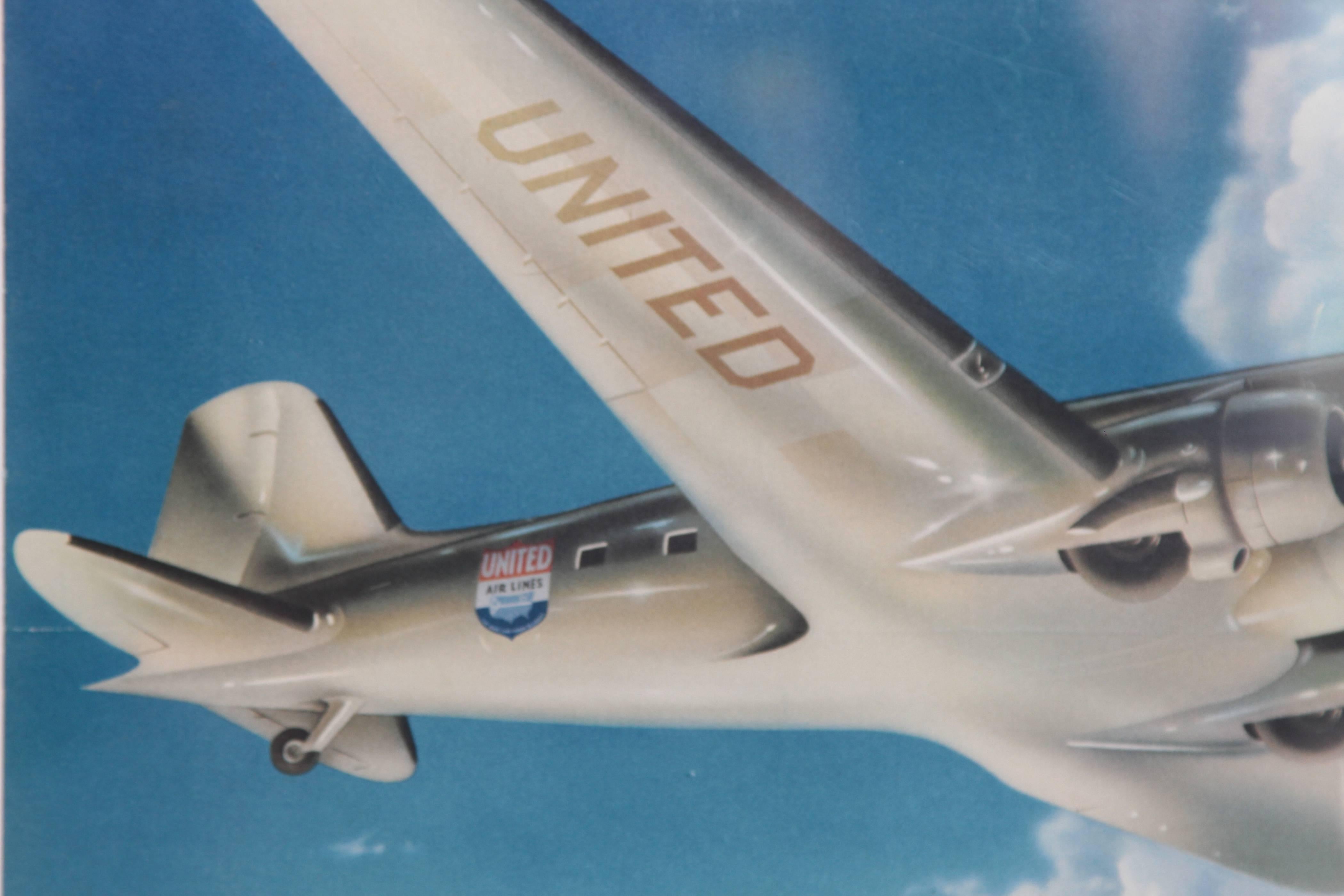 Art Deco Machine Age 1939 World's Fair Poster United Airlines Radebaugh DC 3 2