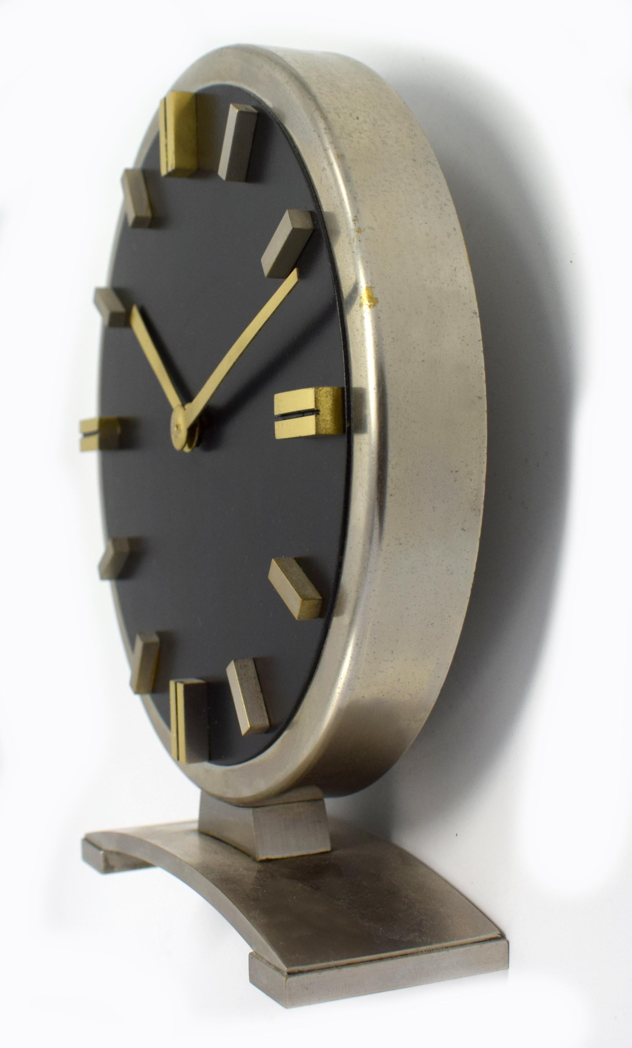 Brass Art Deco Machine Age 8 Day Mantle Clock
