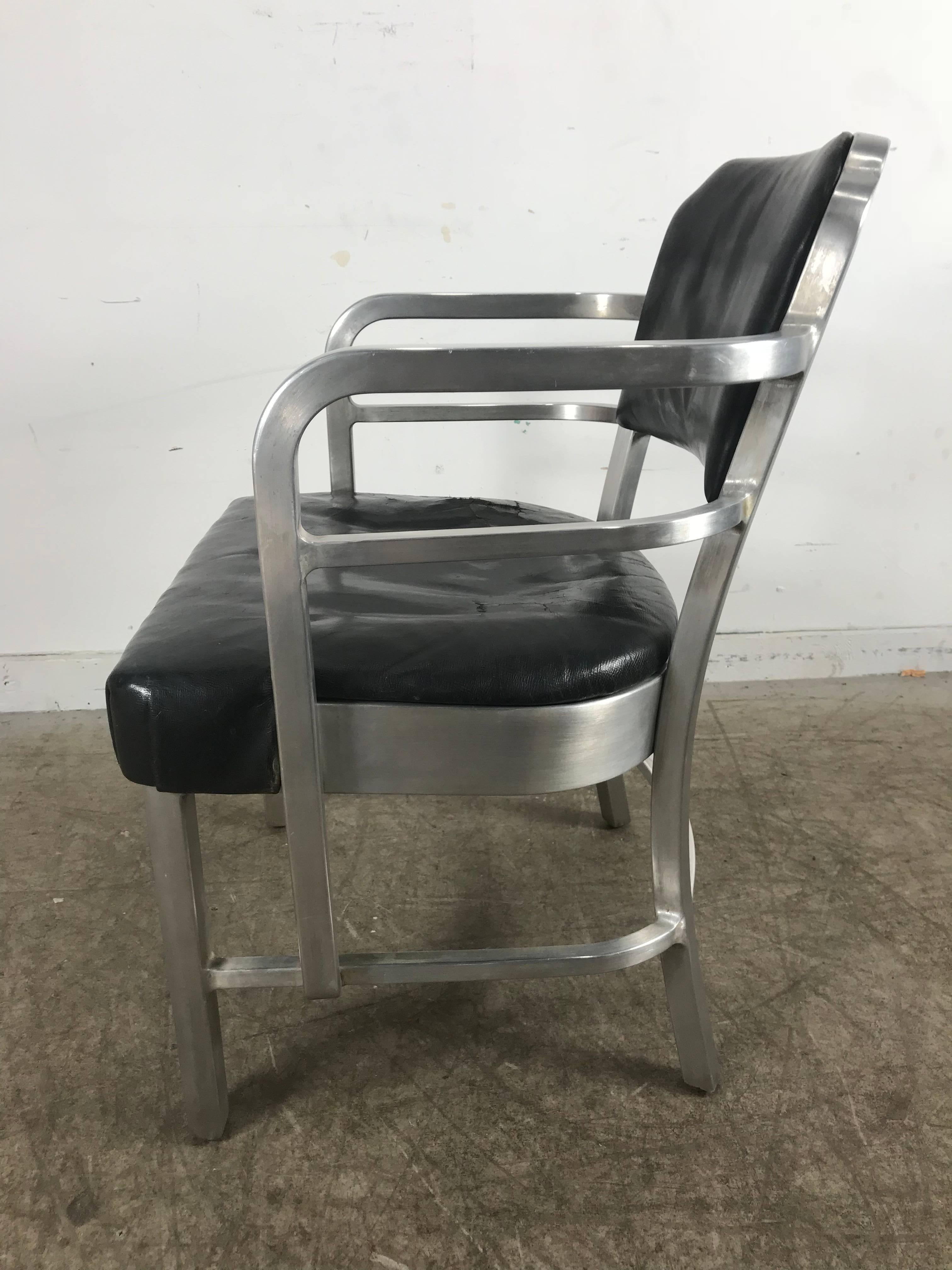 Art Deco Machine Age Aluminum and Leather Armchair by GoodForm In Good Condition In Buffalo, NY