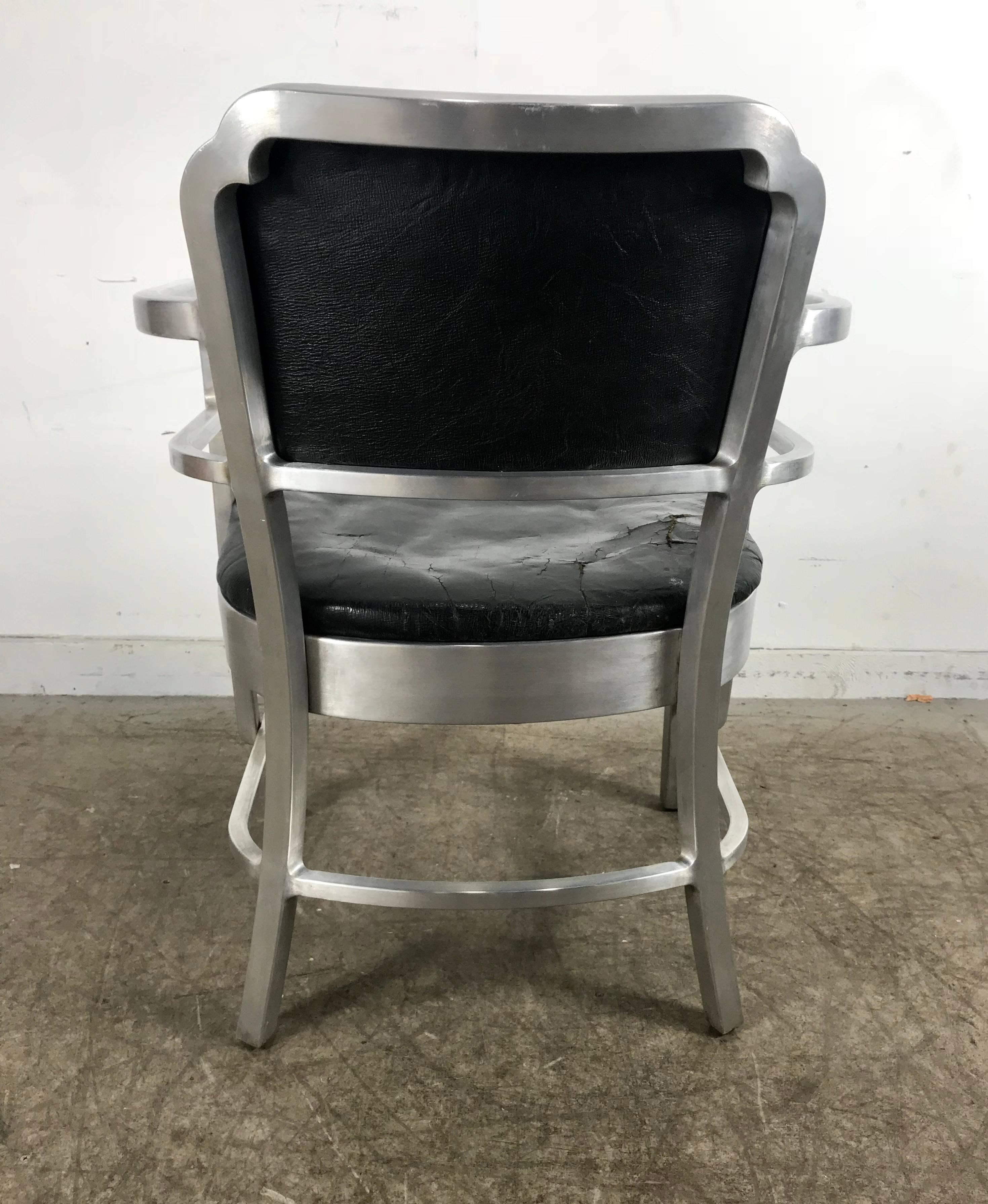 20th Century Art Deco Machine Age Aluminum and Leather Armchair by GoodForm