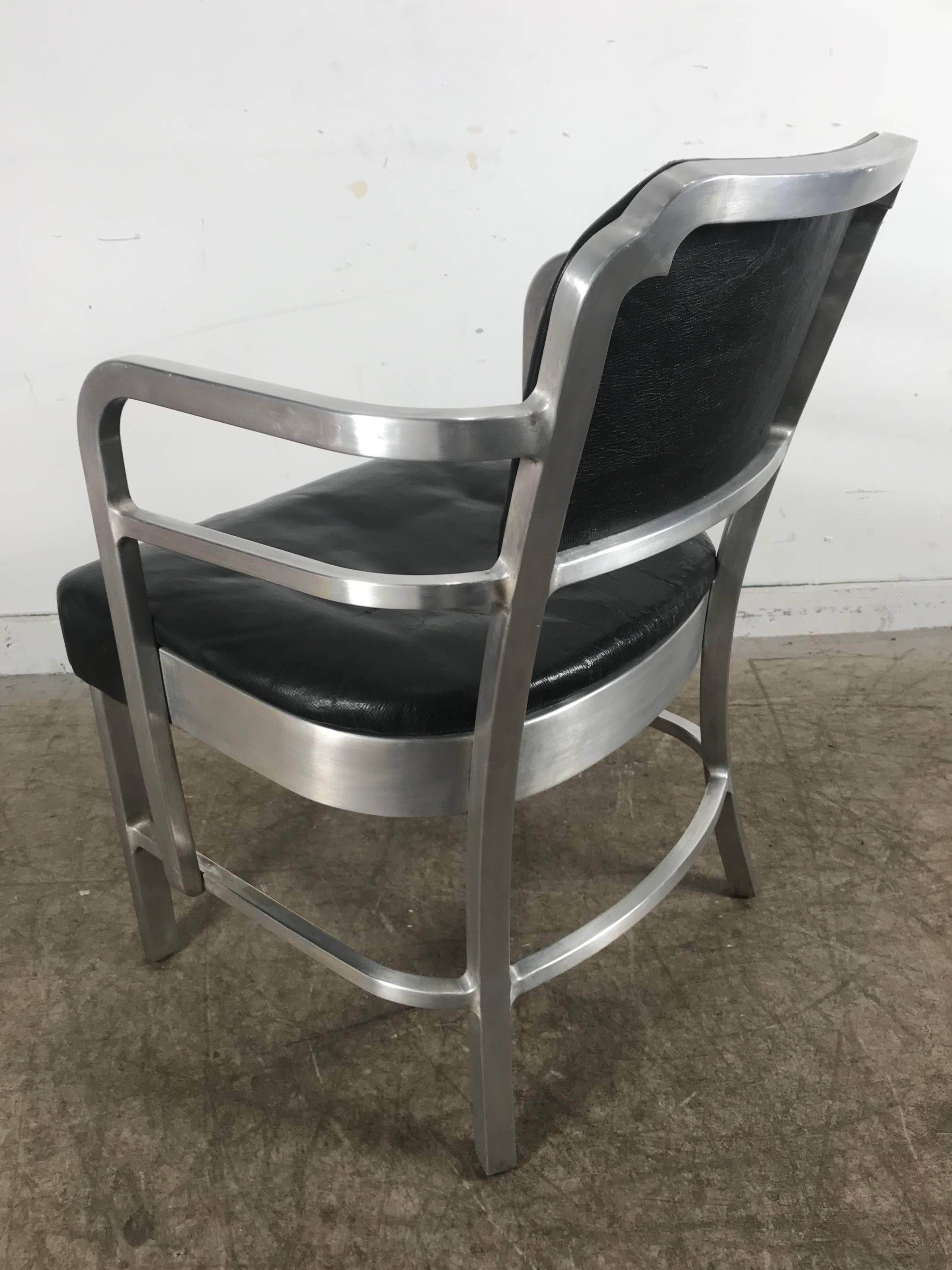 Art Deco Machine Age Aluminum and Leather Armchair by GoodForm 2