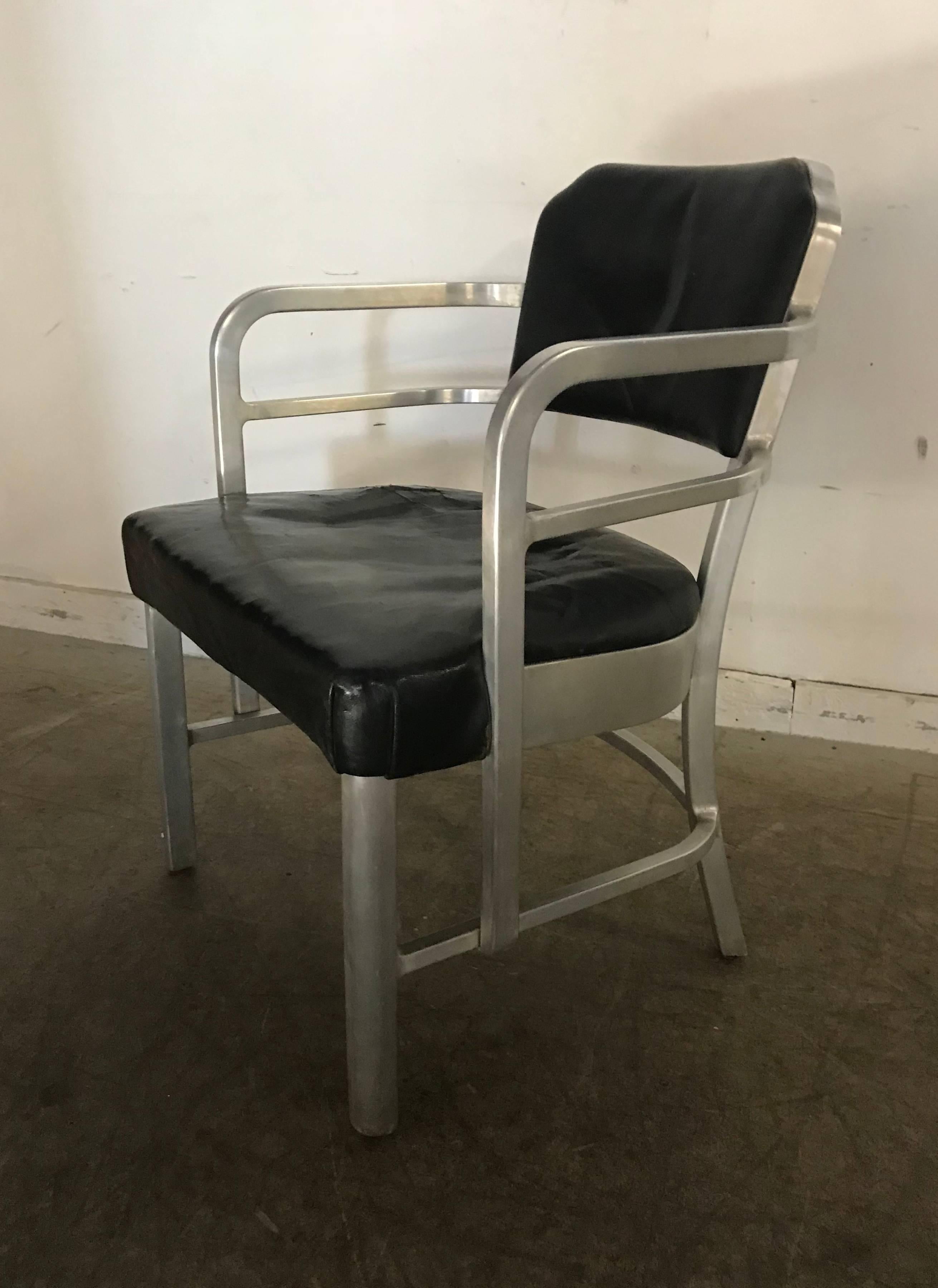 Fauteuil Art Déco en aluminium et cuir de l'ère de la machine par GoodForm 2