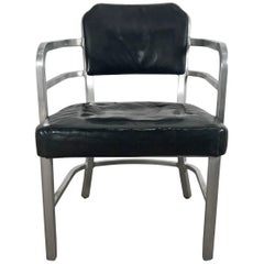 Fauteuil Art Déco en aluminium et cuir de l'ère de la machine par GoodForm