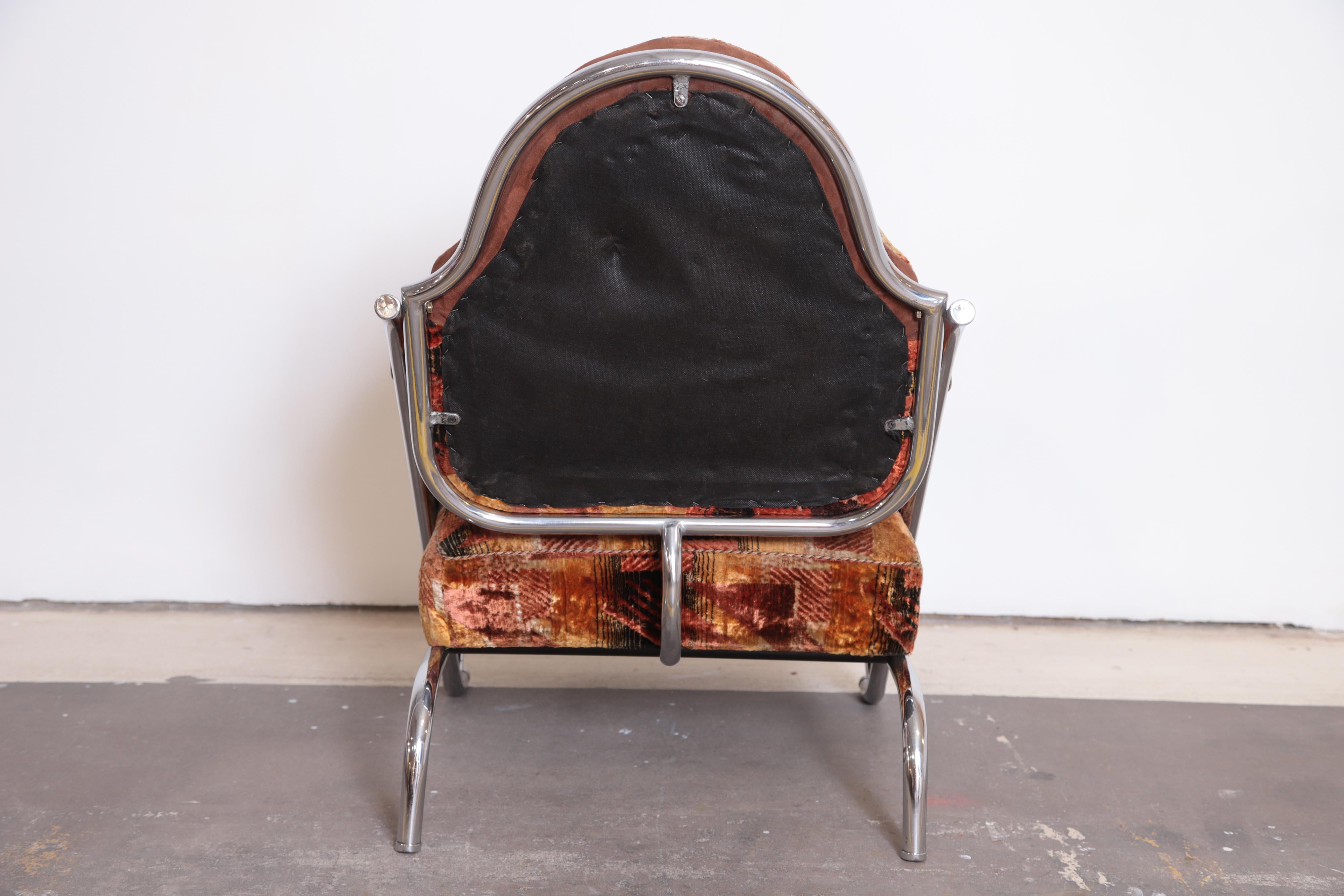 Art Deco Machine Age Armchair, Original Fabric Unusual Jazz Age Design For Sale 5