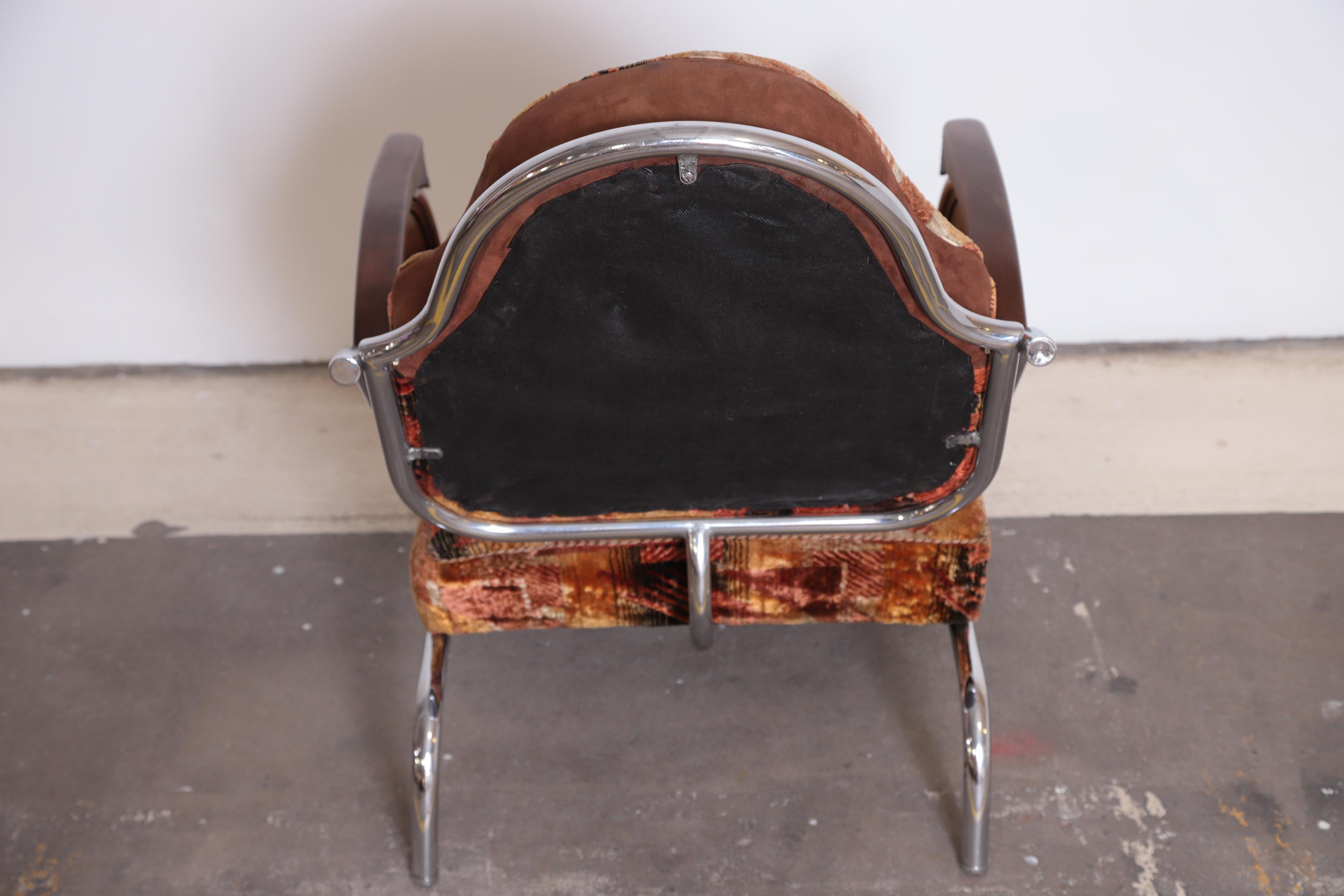 Art Deco Machine Age Armchair, Original Fabric Unusual Jazz Age Design For Sale 6