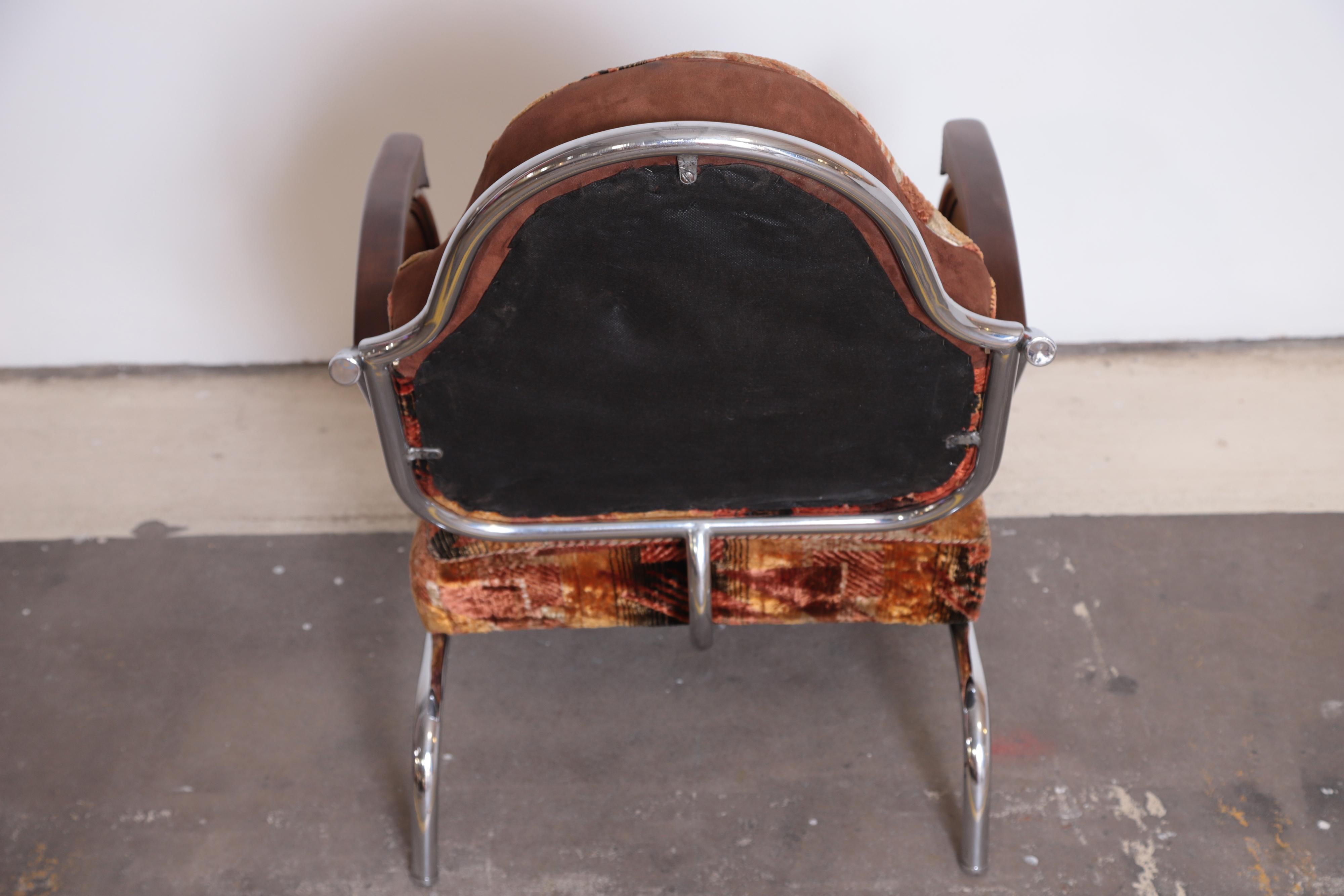 Art Deco Machine Age Armchair, Original Fabric Unusual Jazz Age Design For Sale 5