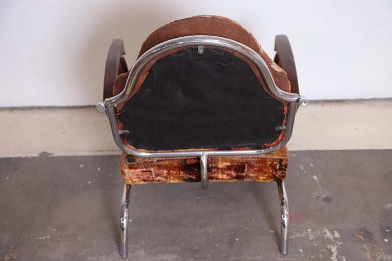 Art Deco Machine Age Armchair, Original Fabric Unusual Jazz Age Design For Sale 8