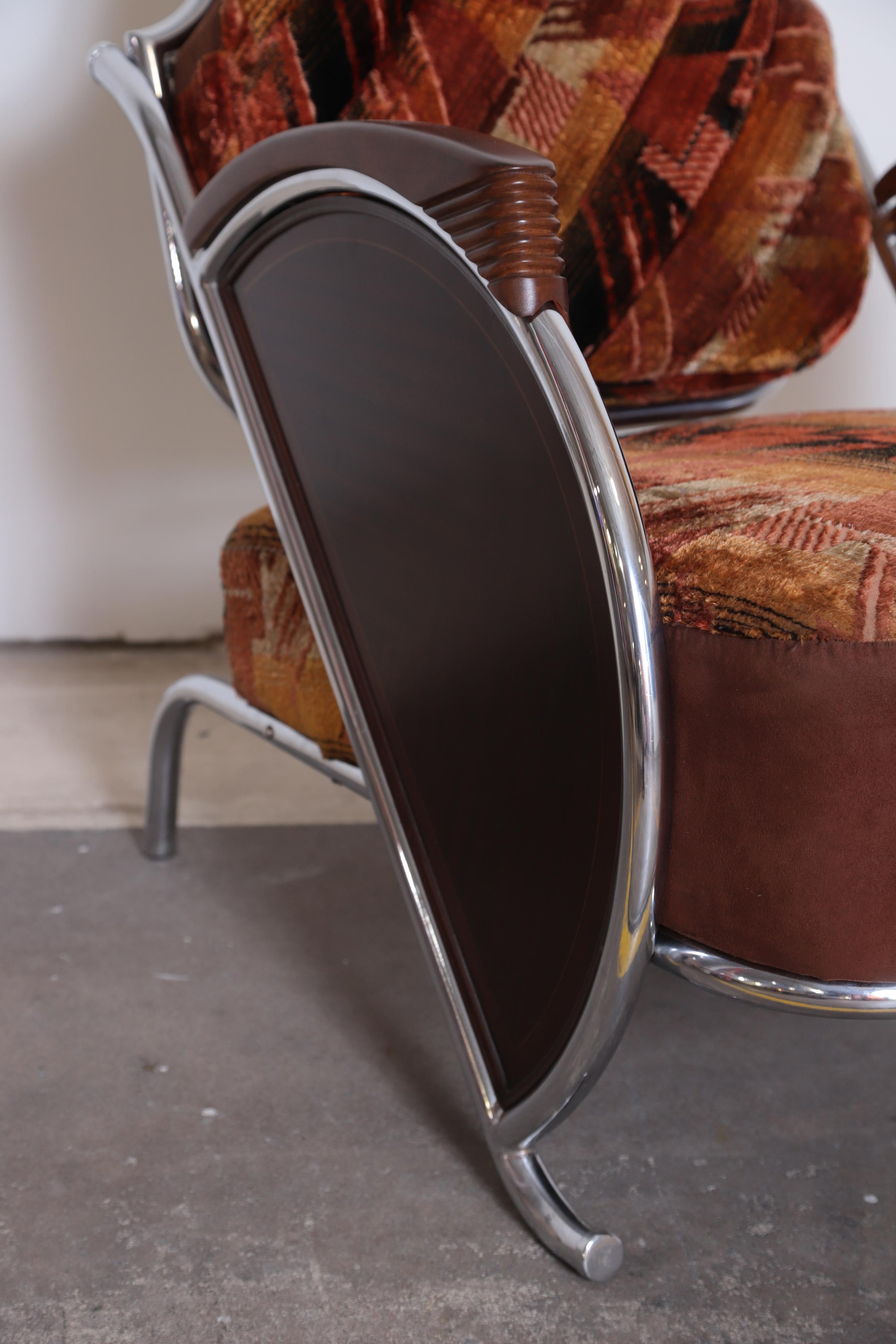 Art Deco Machine Age Armchair, Original Fabric Unusual Jazz Age Design For Sale 7