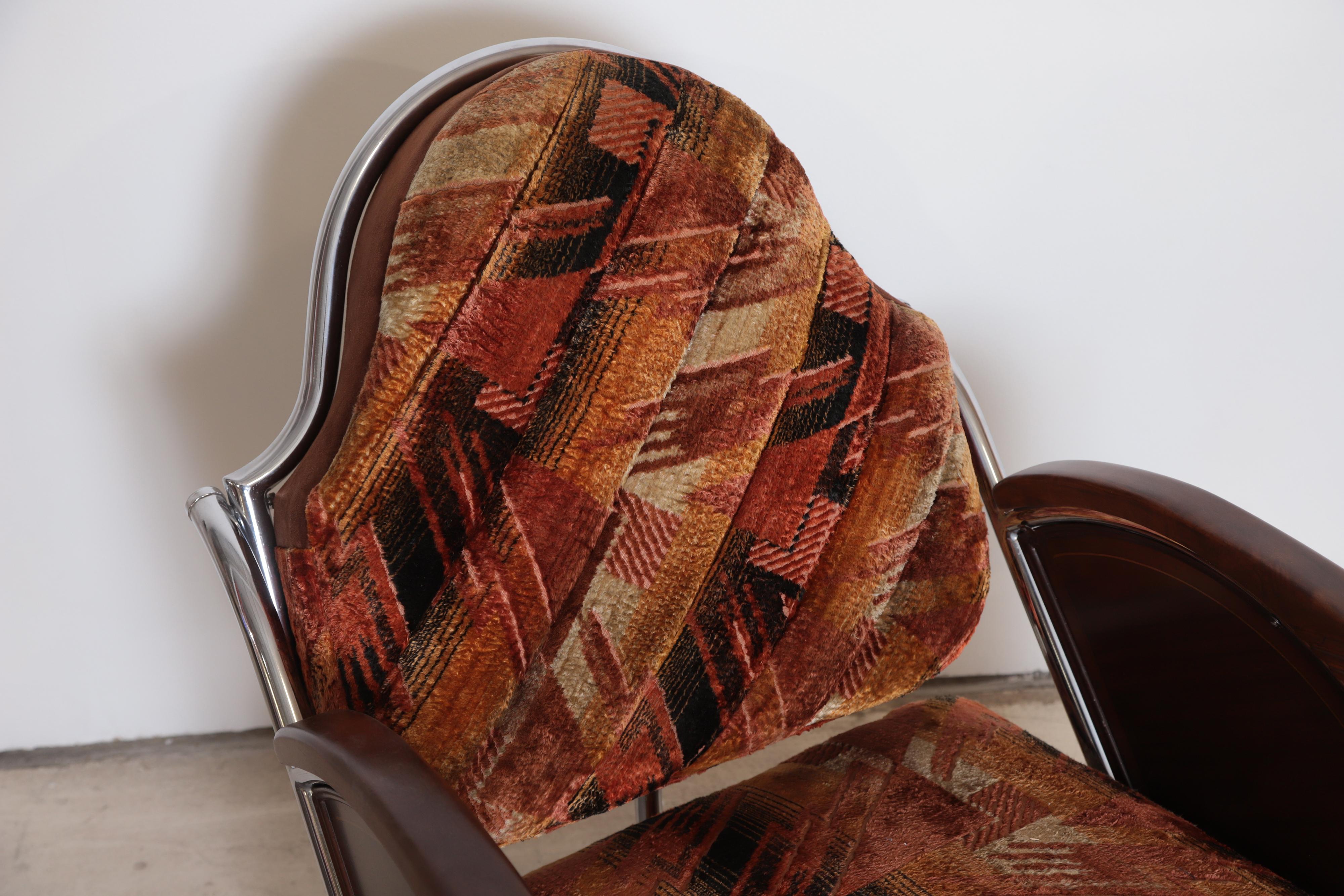 Art Deco Machine Age Armchair, Original Fabric Unusual Jazz Age Design In Good Condition For Sale In Dallas, TX